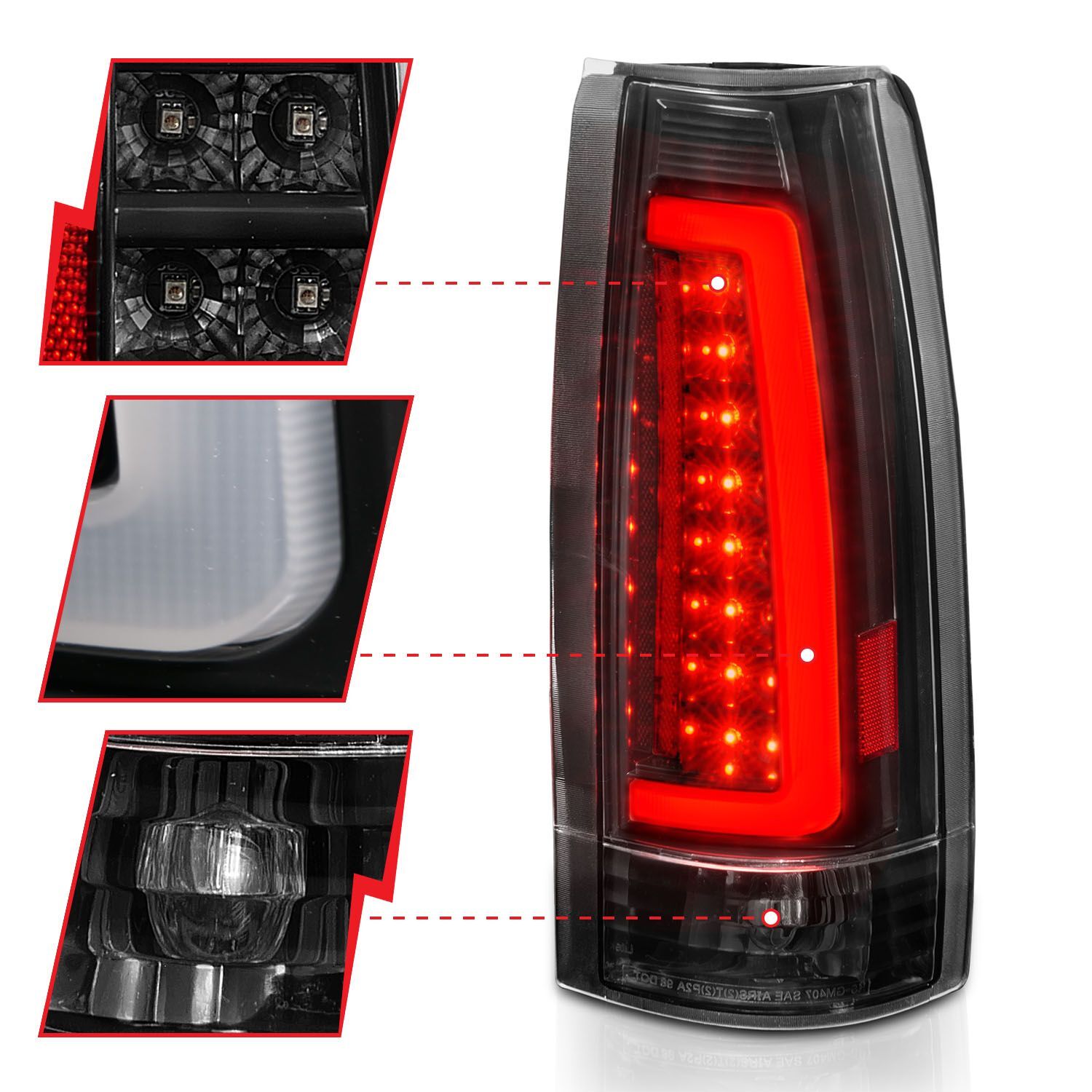 1988-1999 GMC Escalade Anzo LED Tail Lights Black Housing Clear Lens