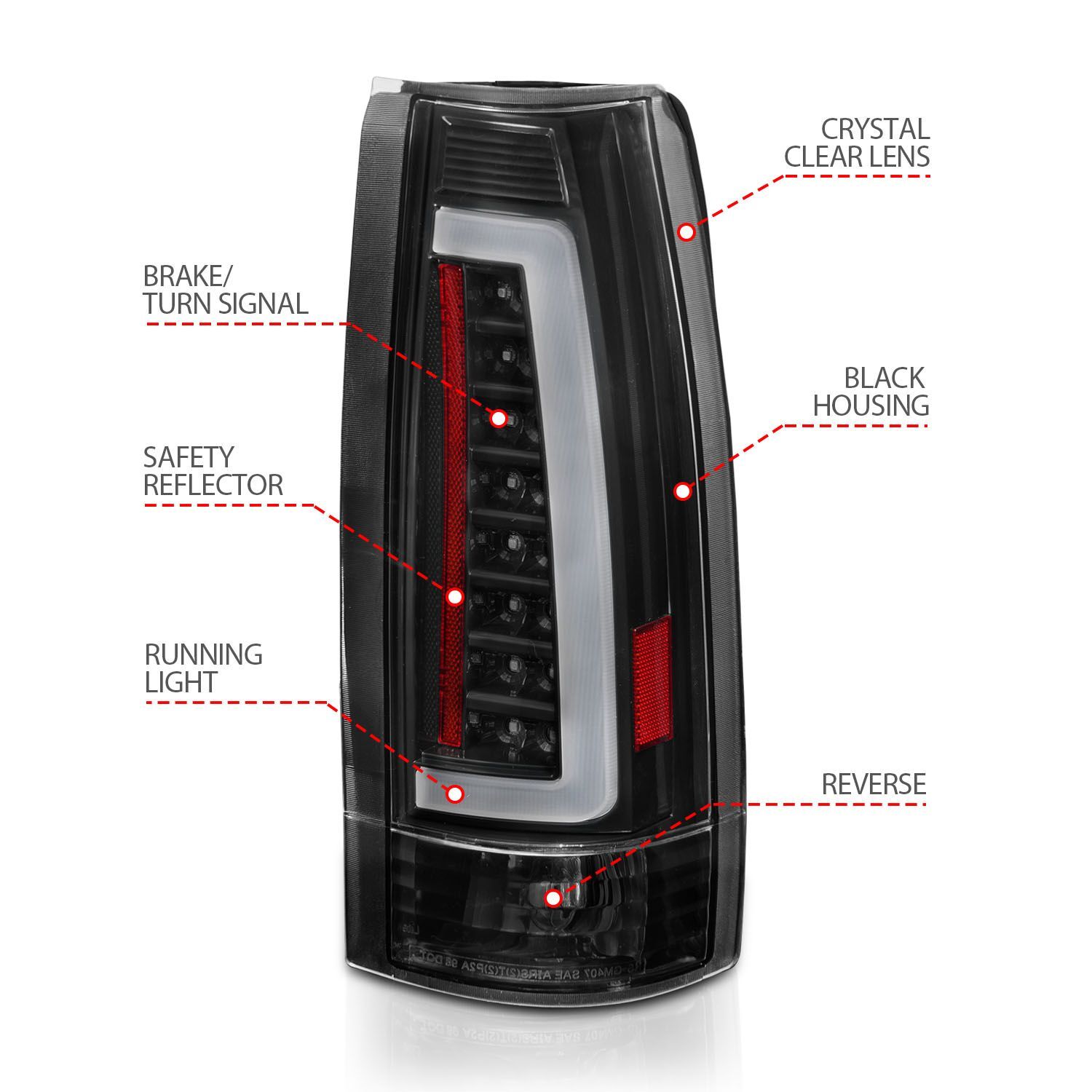 1988-1999 GMC Escalade Anzo LED Tail Lights Black Housing Clear Lens
