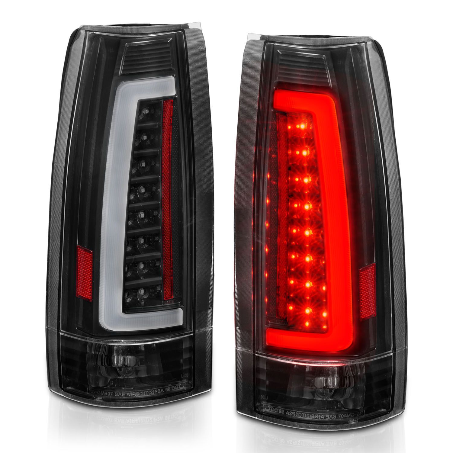 1988-1999 GMC Escalade Anzo LED Tail Lights Black Housing Clear Lens - 311344