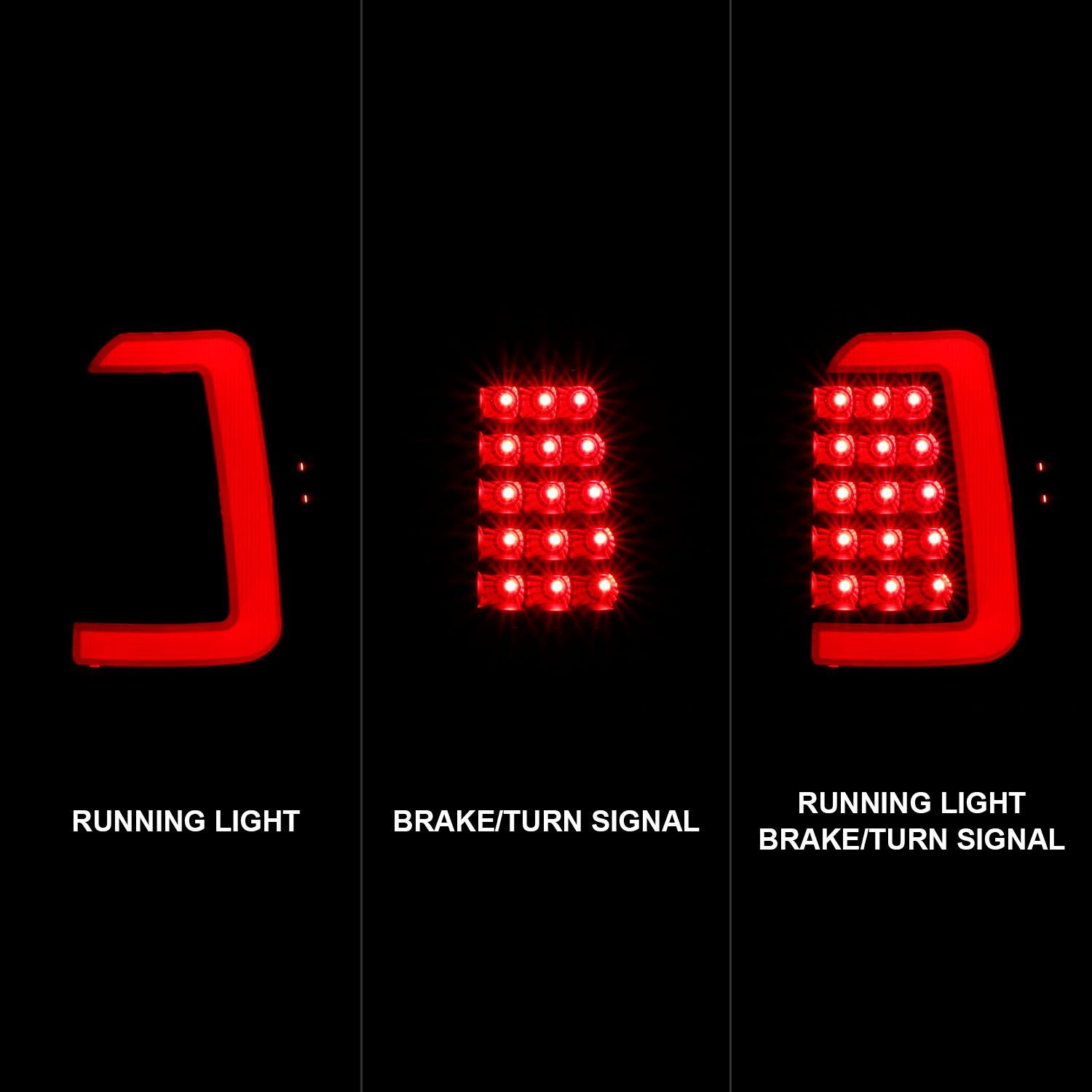1997-2004 Dodge Dakota Anzo LED Tail Lights Black Housing Clear Lens