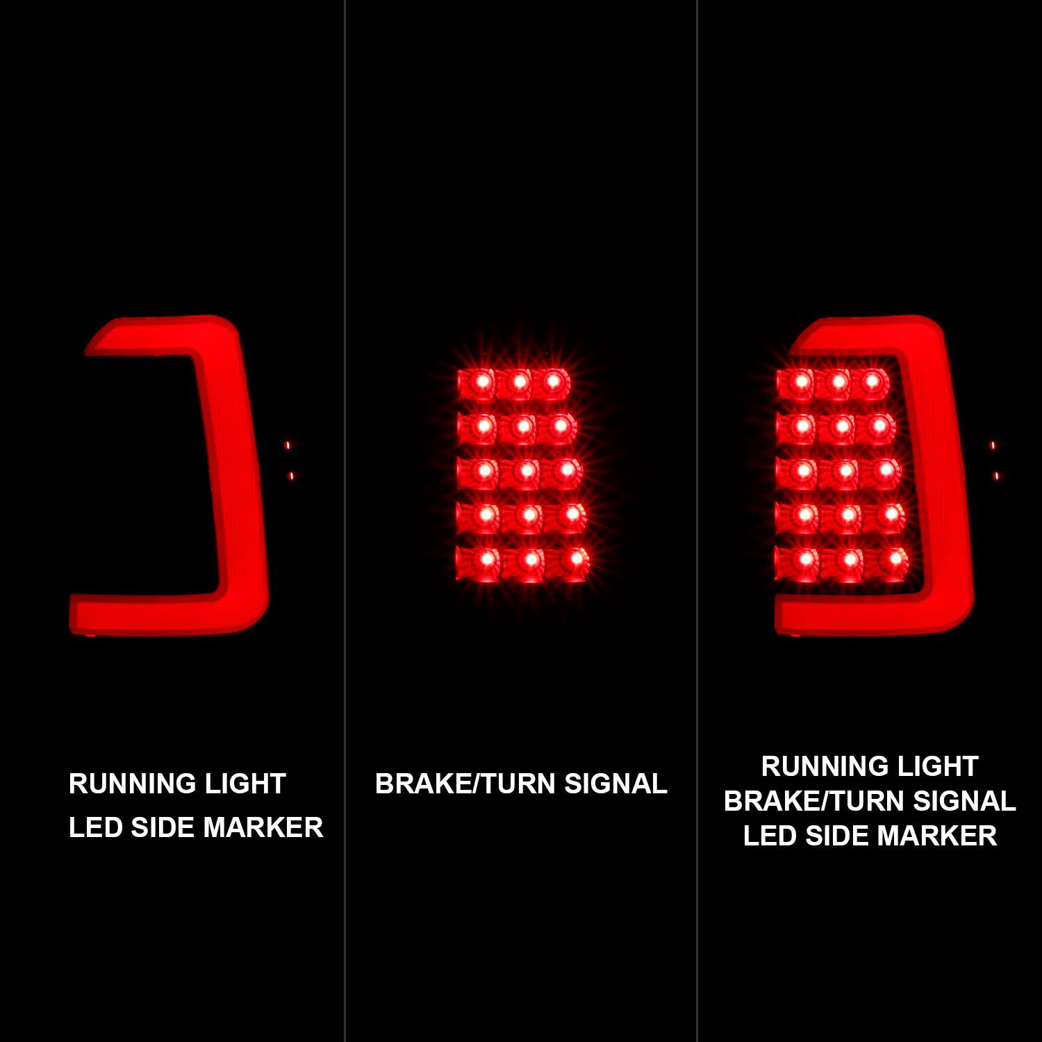 1997-2004 Dodge Dakota Anzo LED Tail Lights Black Housing Smoke Lens