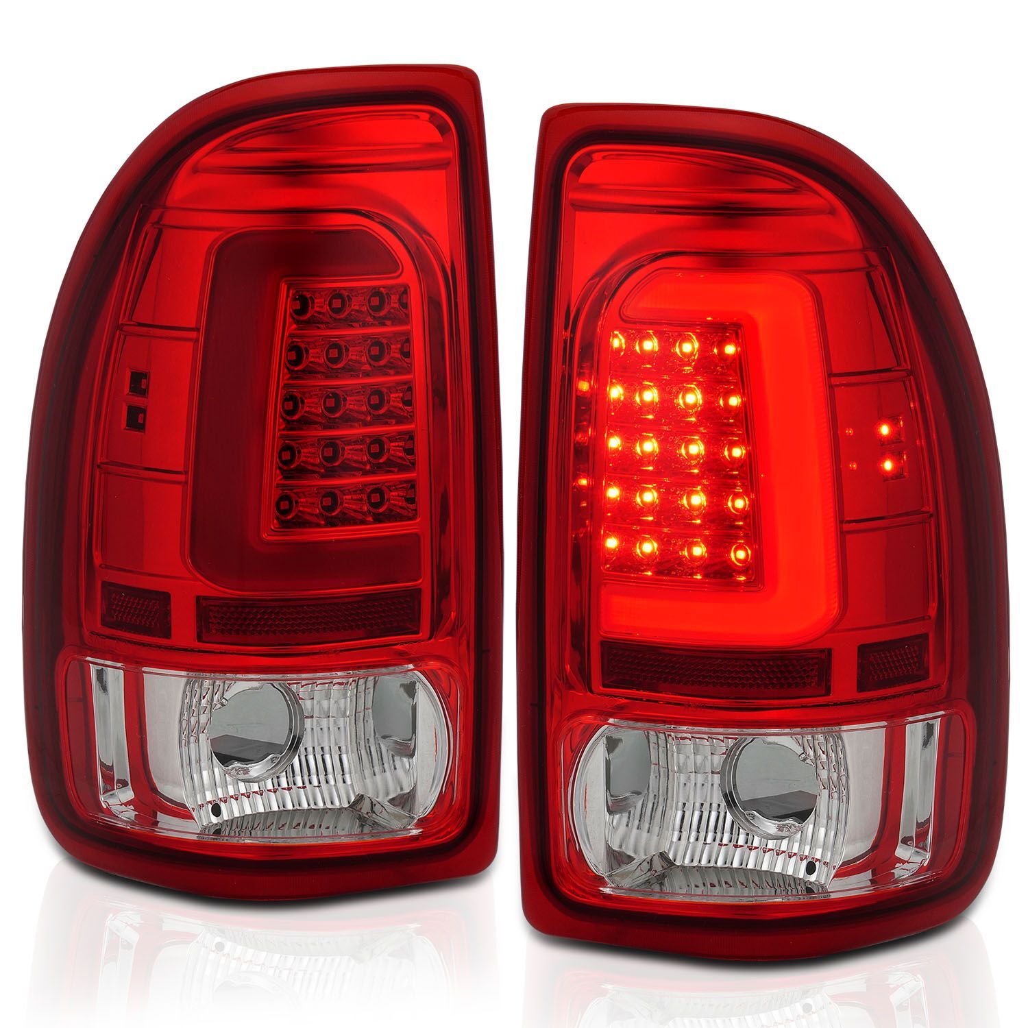1997-2004 Dodge Dakota Anzo LED Tail Lights Chrome Housing Red Lens - 311349