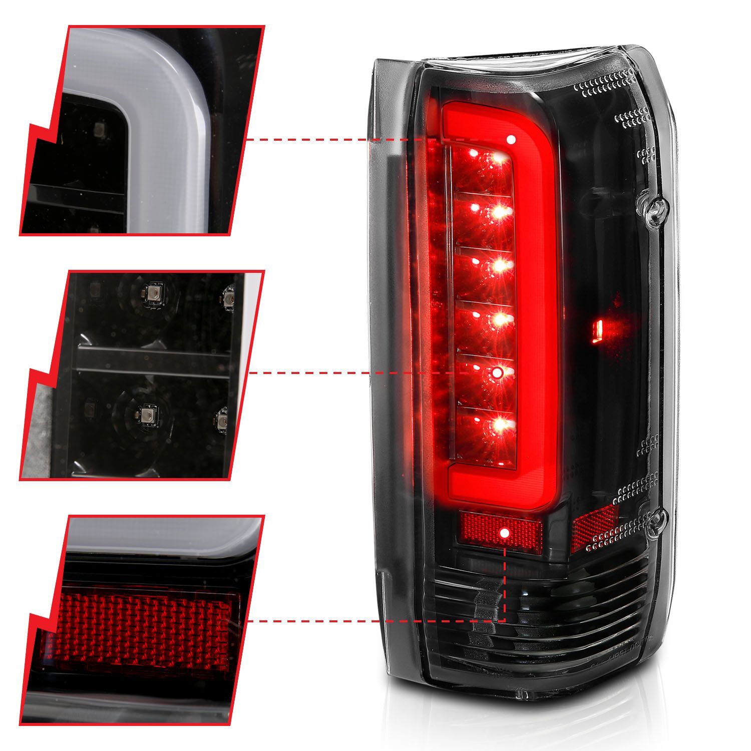 1987-1998 Ford Bronco/F-150/F-250/F-350/F-450 Super Duty Anzo LED Tail Lights Black Housing Clear Lens