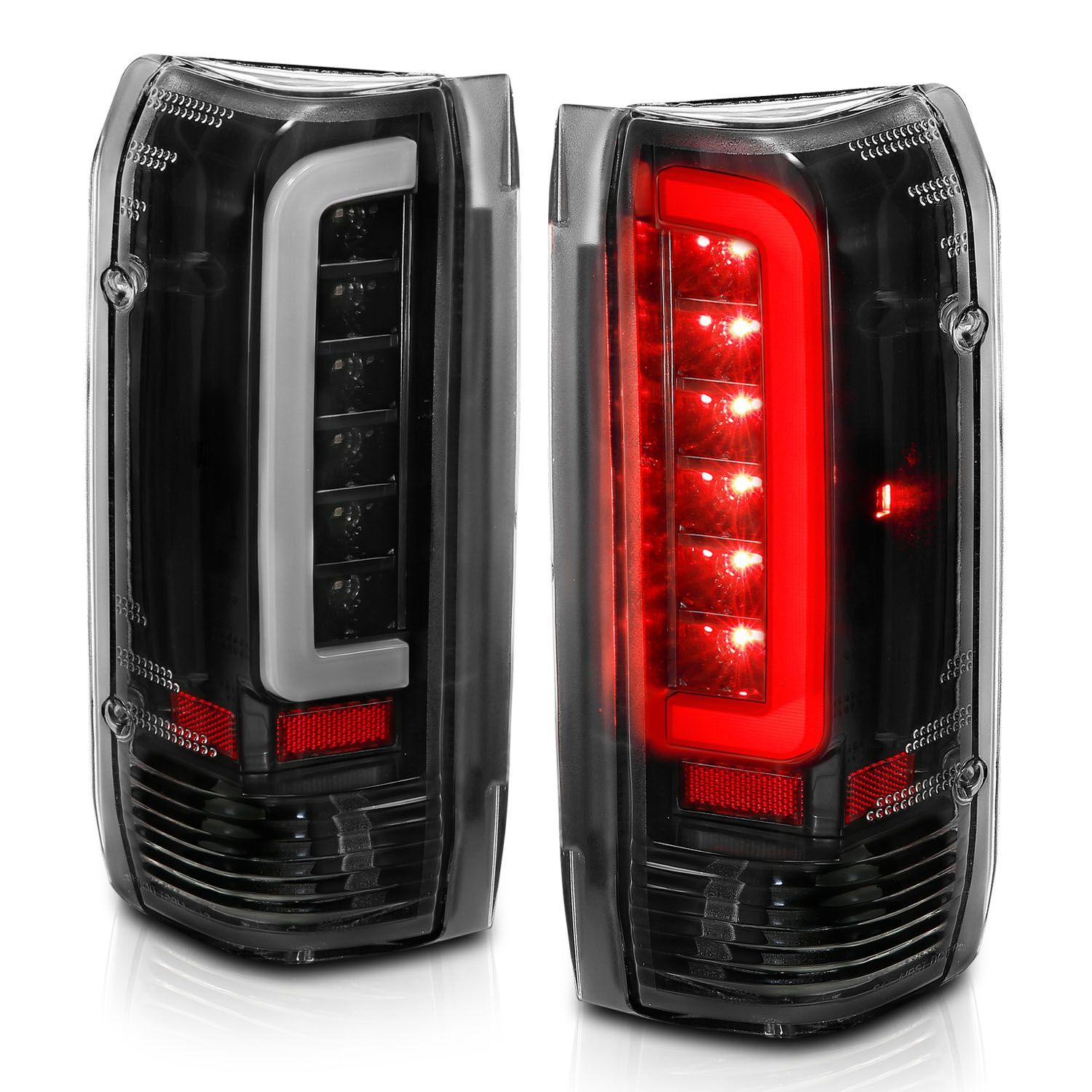 1987-1998 Ford Bronco/F-150/F-250/F-350/F-450 Super Duty Anzo LED Tail Lights Black Housing Clear Lens - 311350