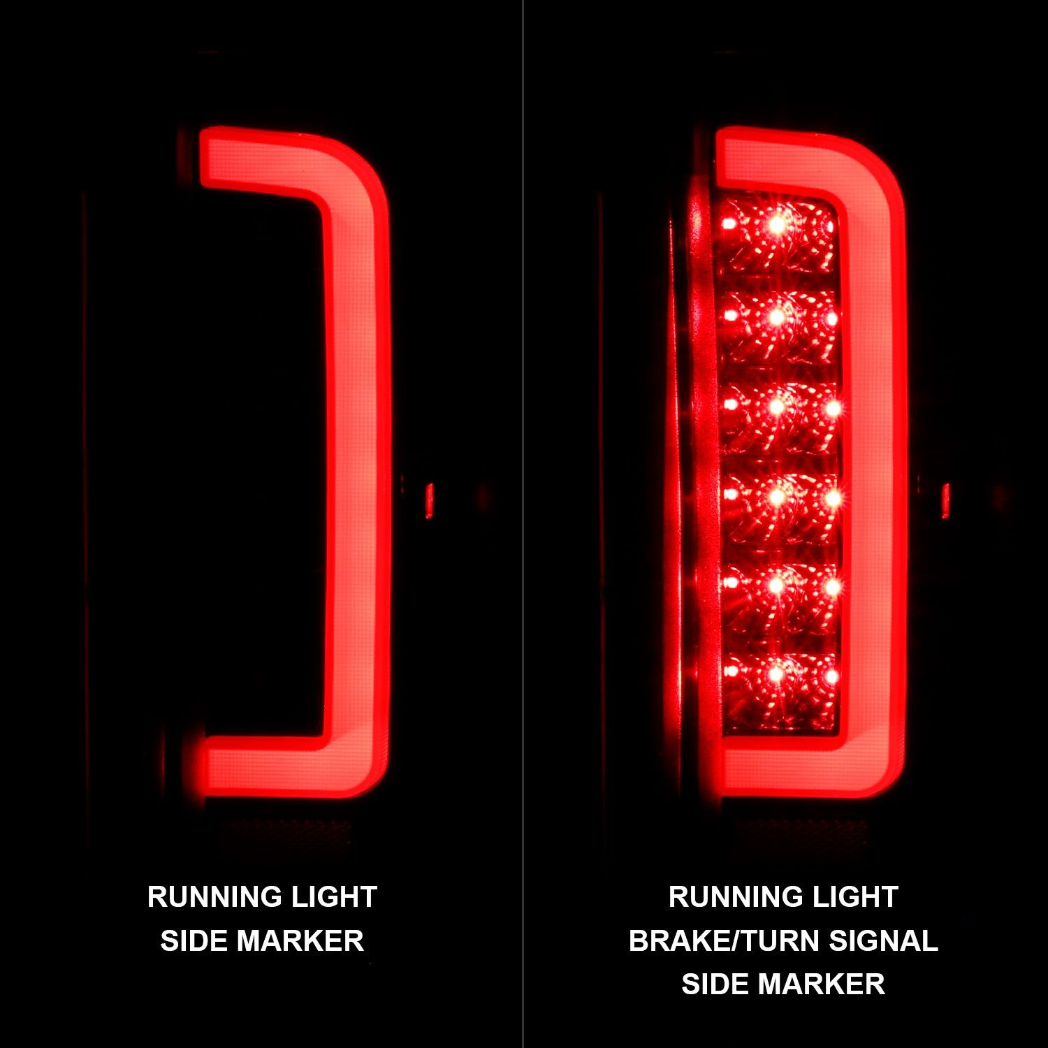 1987-1998 Ford Bronco/F-150/F-250/F-350/F-450 Super Duty Anzo LED Tail Lights Black Housing Clear Lens