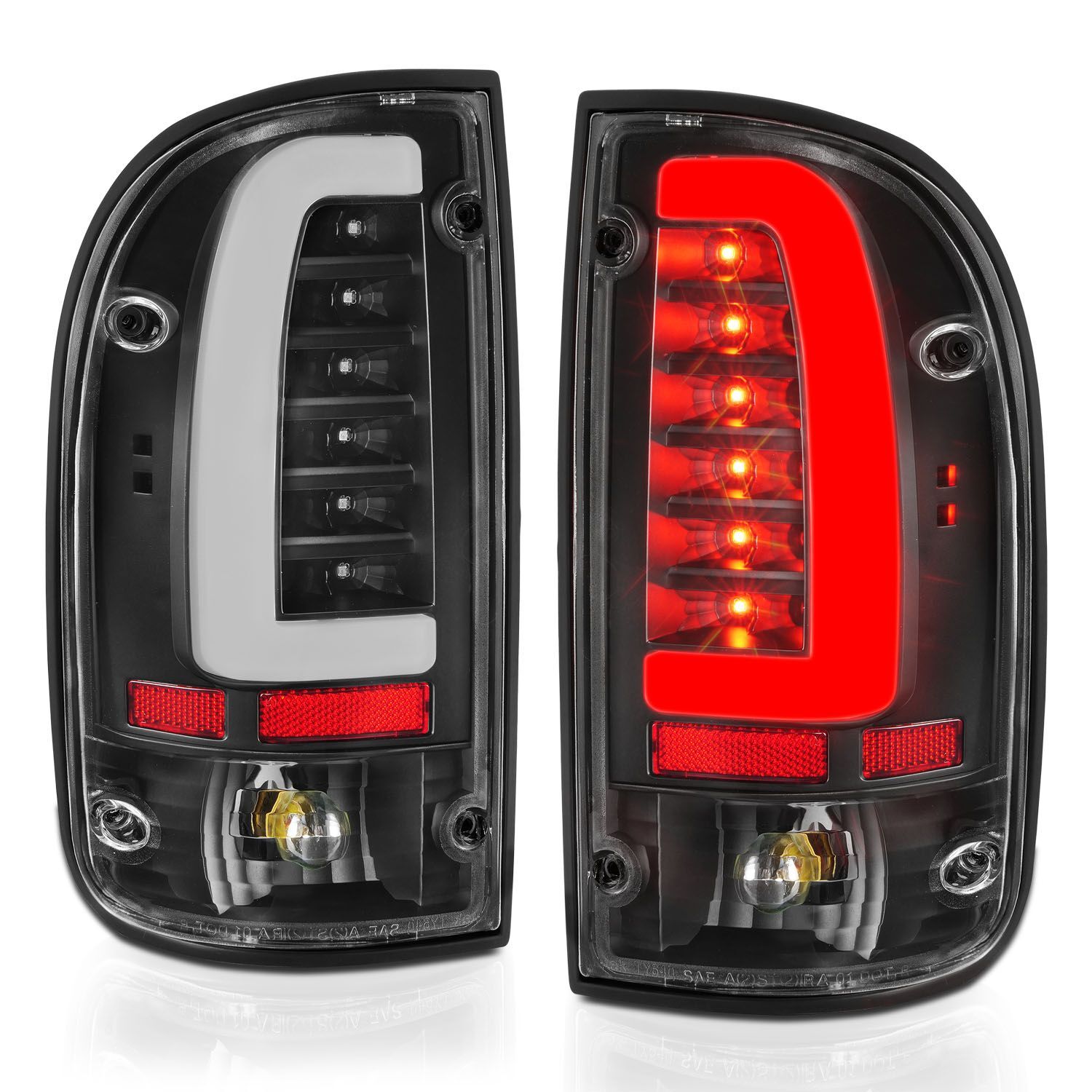 1995-2000 Toyota Tacoma Anzo LED Tail Lights Black Housing Clear Lens - 311353