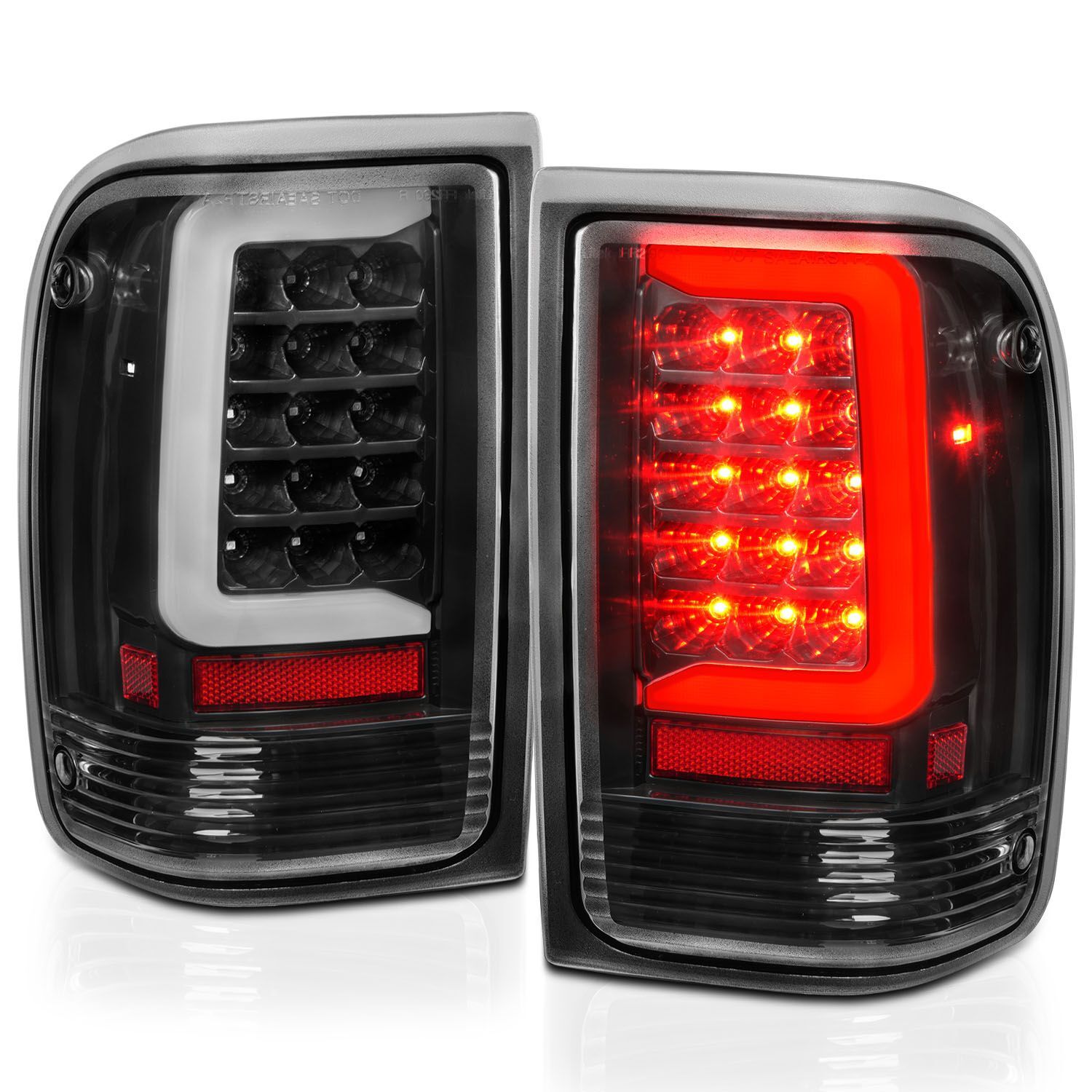 1993-1997 Ford Ranger Anzo LED Tail Light W/ Light Bar Black Housing Clear Lens - 311359
