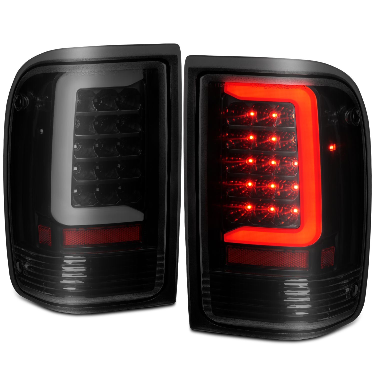 1993-1997 Ford Ranger Anzo LED Tail Light W/ Light Bar Black Housing Clear Lens - 311360