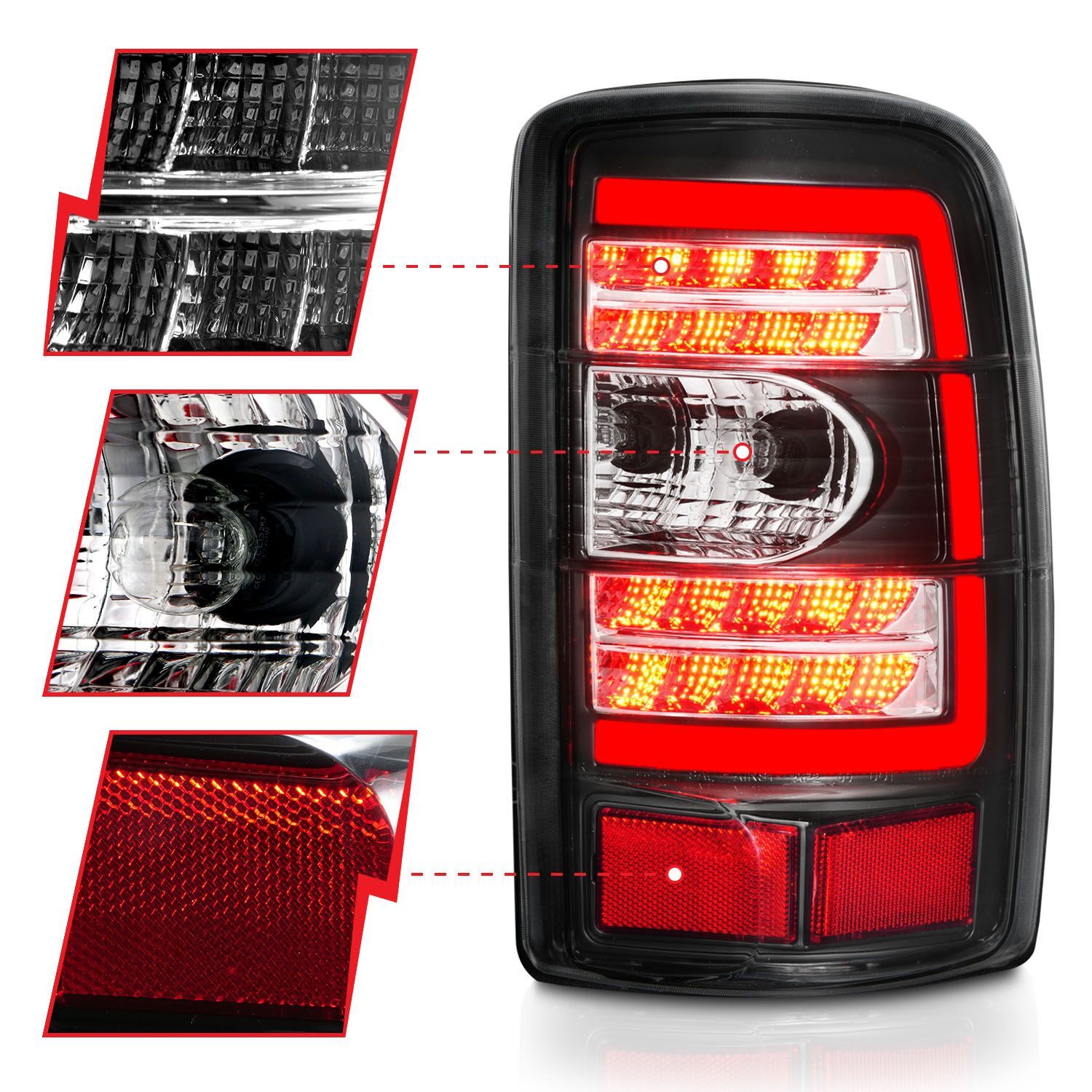 2000-2006 GMC Suburban/Tahoe Anzo LED Tail Light W/ Clear Lens Black Housing