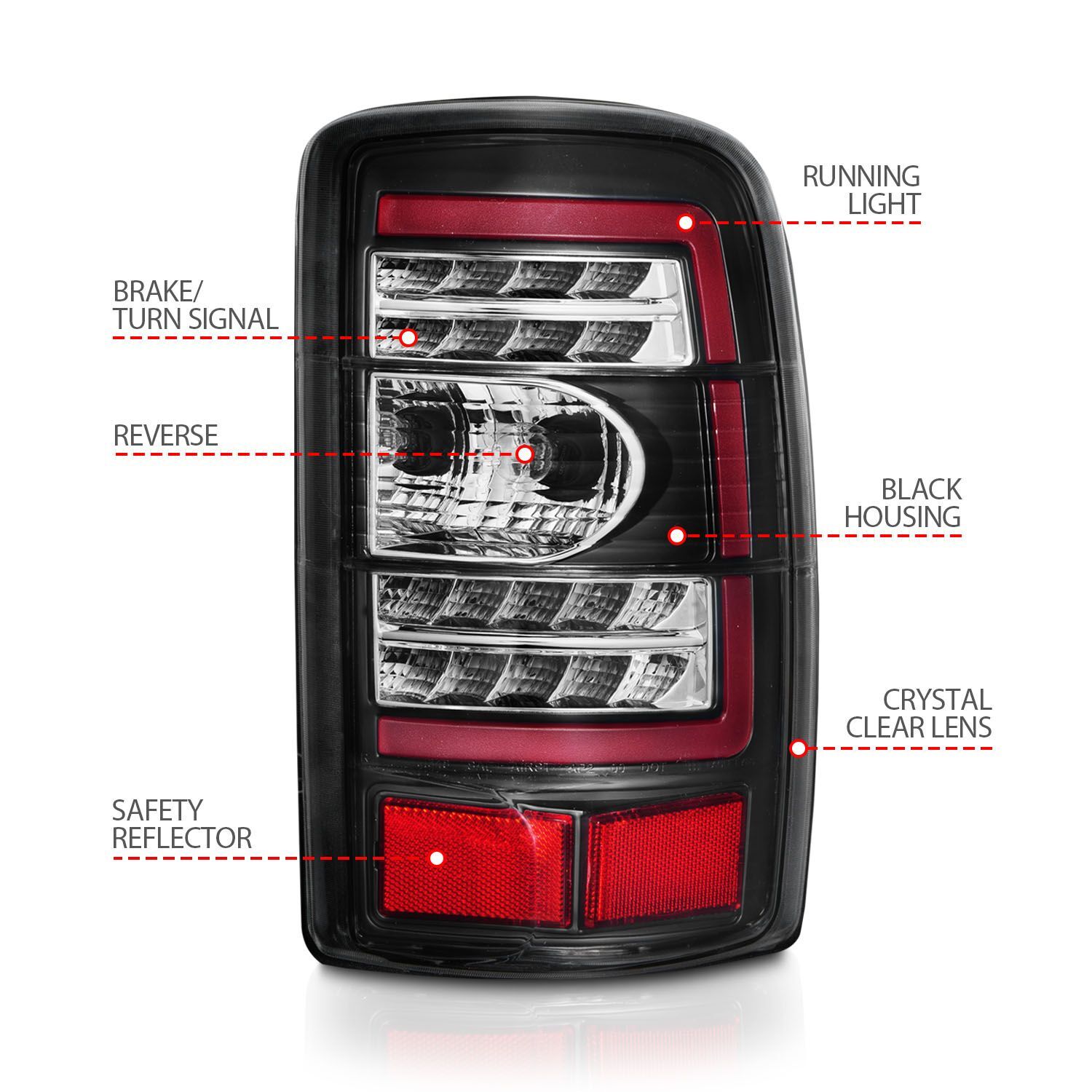 2000-2006 GMC Suburban/Tahoe Anzo LED Tail Light W/ Clear Lens Black Housing