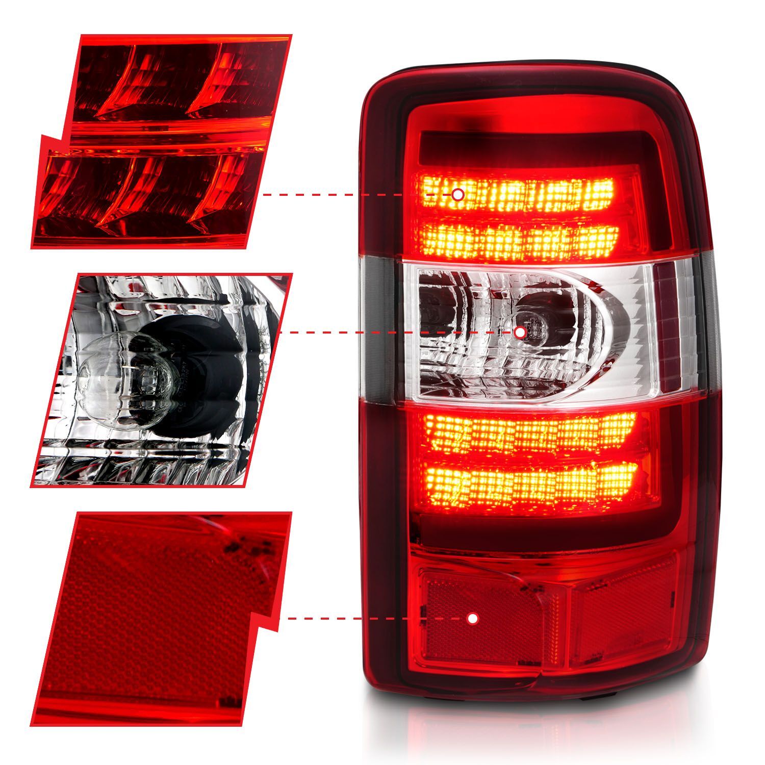 2000-2006 GMC Suburban/Tahoe Anzo LED Tail Light W/ Red Lens Chrome Housing