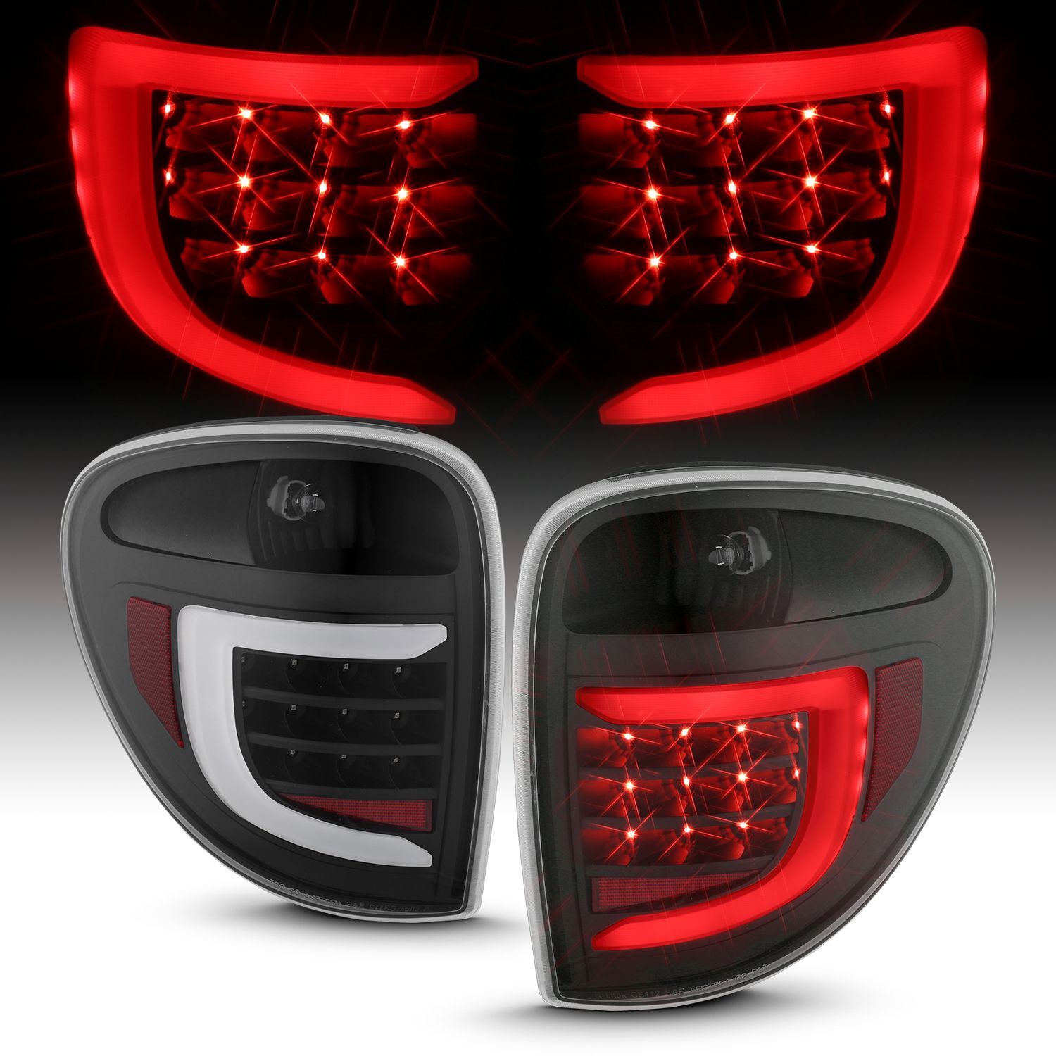 2004-2007 Chrysler Town & Country Anzo LED Tail Lights W/ Light Bar Black Housing Clear Lens