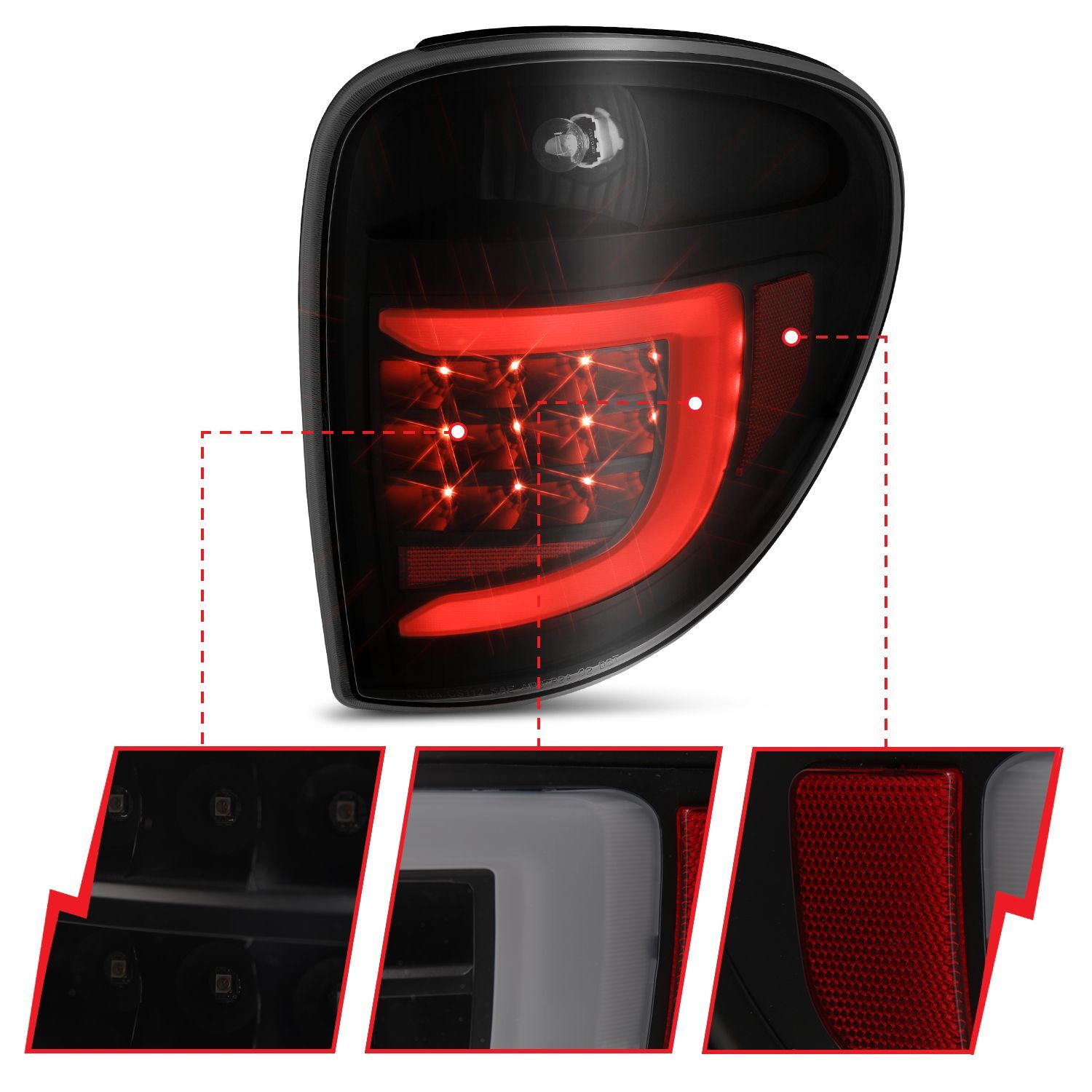 2004-2007 Chrysler Town & Country Anzo LED Tail Lights W/ Light Bar Black Housing Smoke Lens