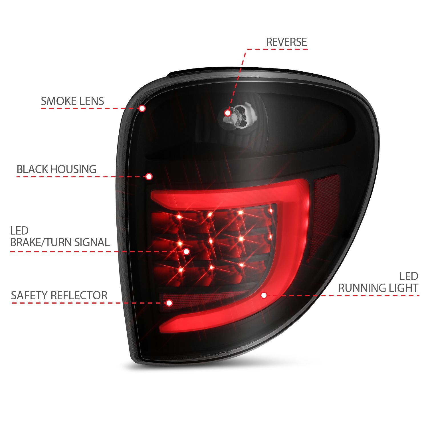 2004-2007 Chrysler Town & Country Anzo LED Tail Lights W/ Light Bar Black Housing Smoke Lens