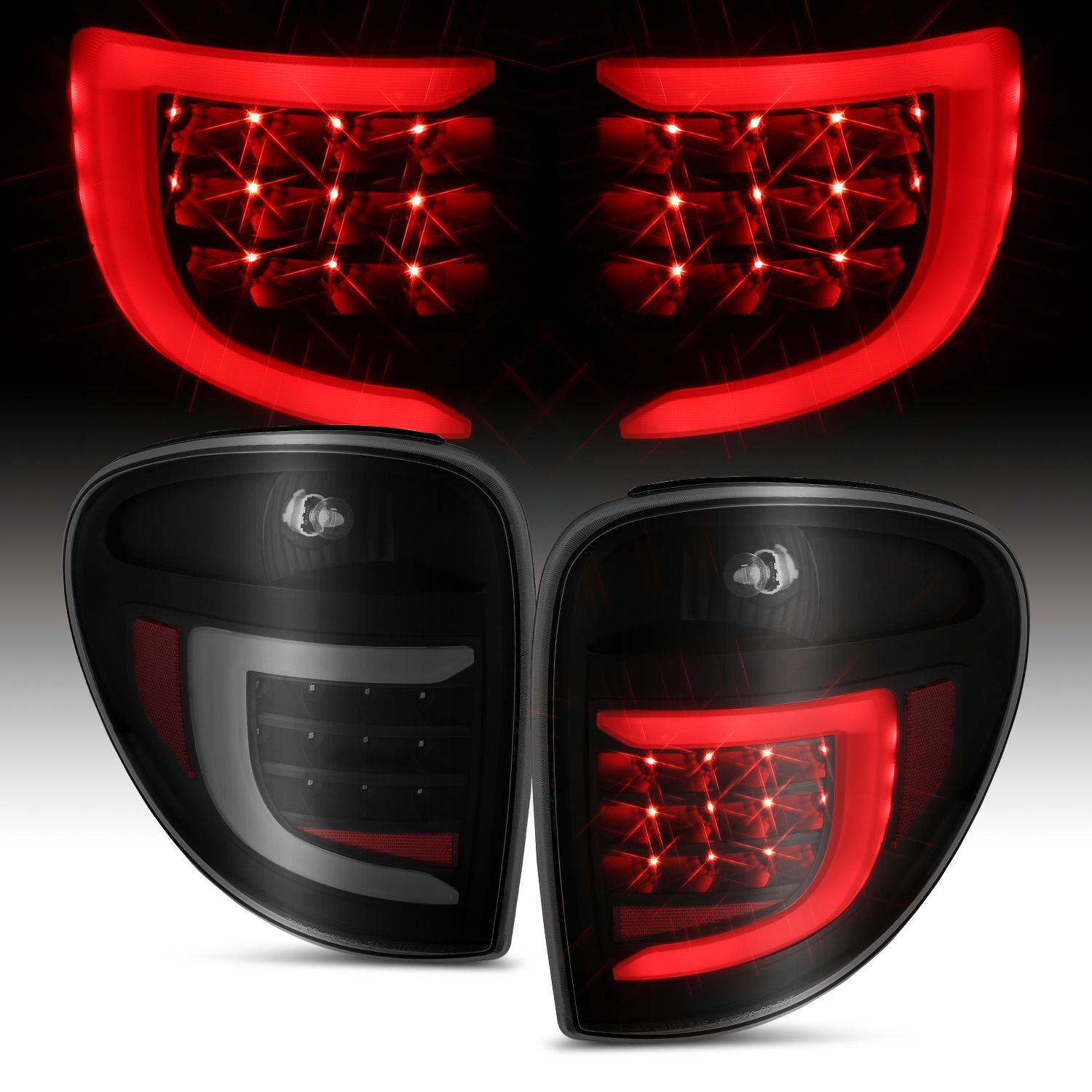 2004-2007 Chrysler Town & Country Anzo LED Tail Lights W/ Light Bar Black Housing Smoke Lens