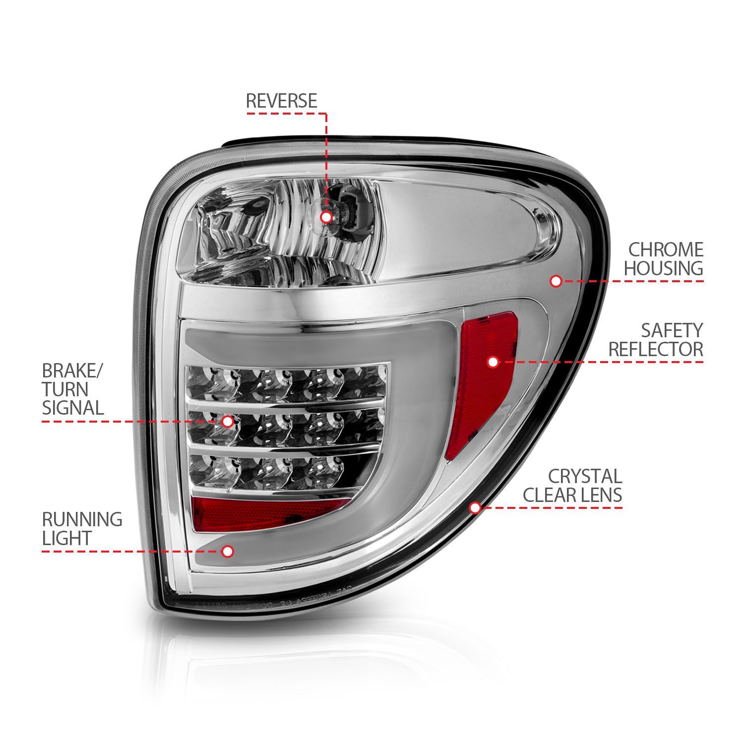 2004-2007 Chrysler Town & Country Anzo LED Tail Lights W/ Light Bar Chrome Housing Clear Lens