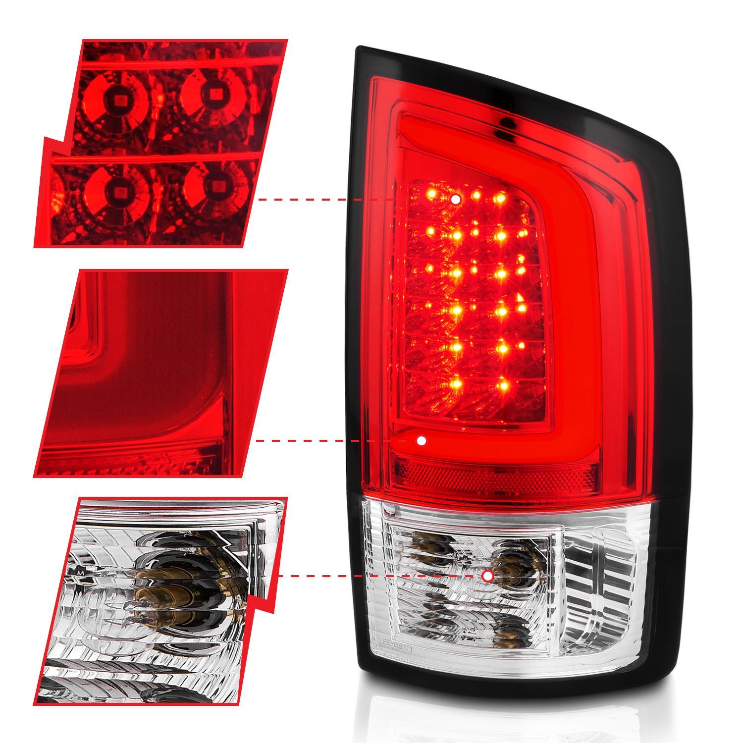 2003-2006 Dodge Ram 1500/2500/3500 Anzo LED Tail Lights W/ Light Red/Clear Lens