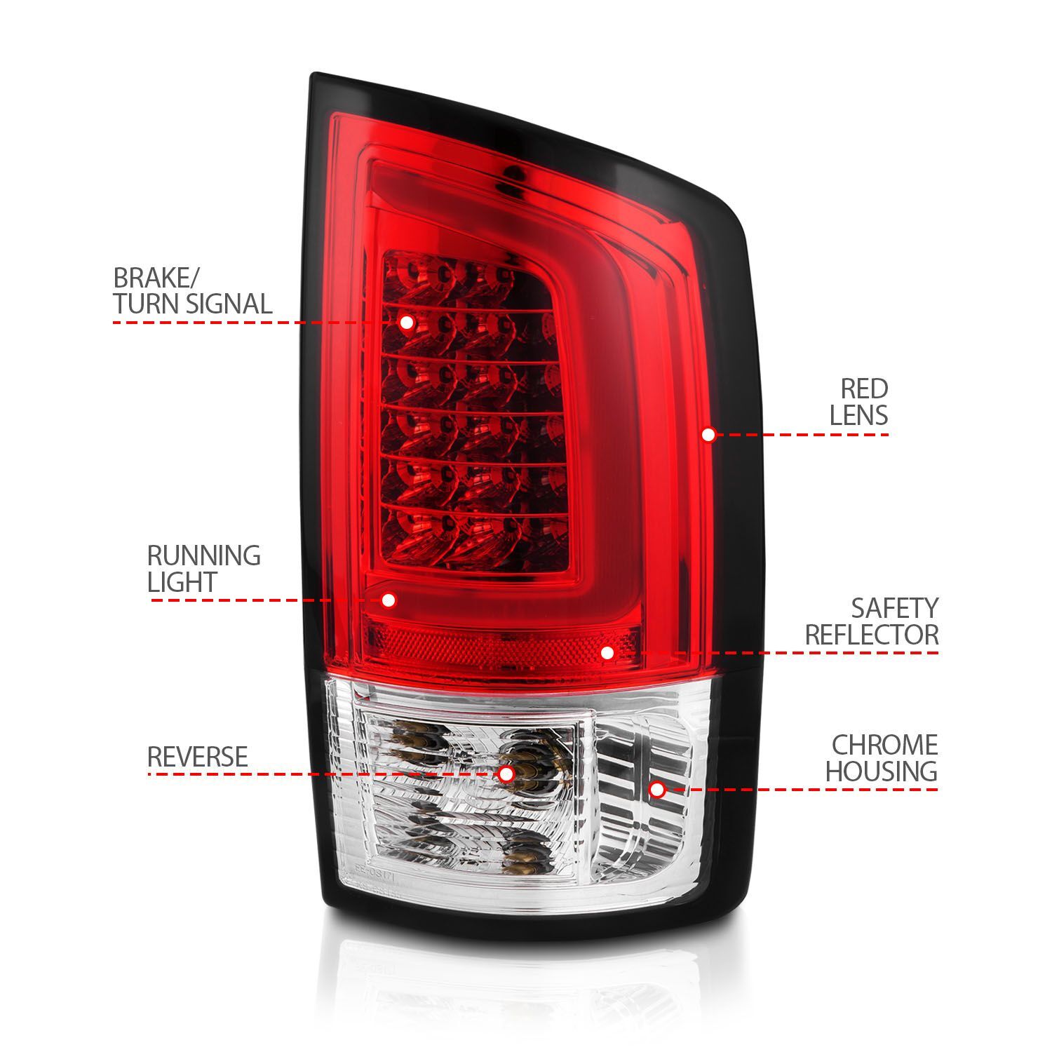 2003-2006 Dodge Ram 1500/2500/3500 Anzo LED Tail Lights W/ Light Red/Clear Lens