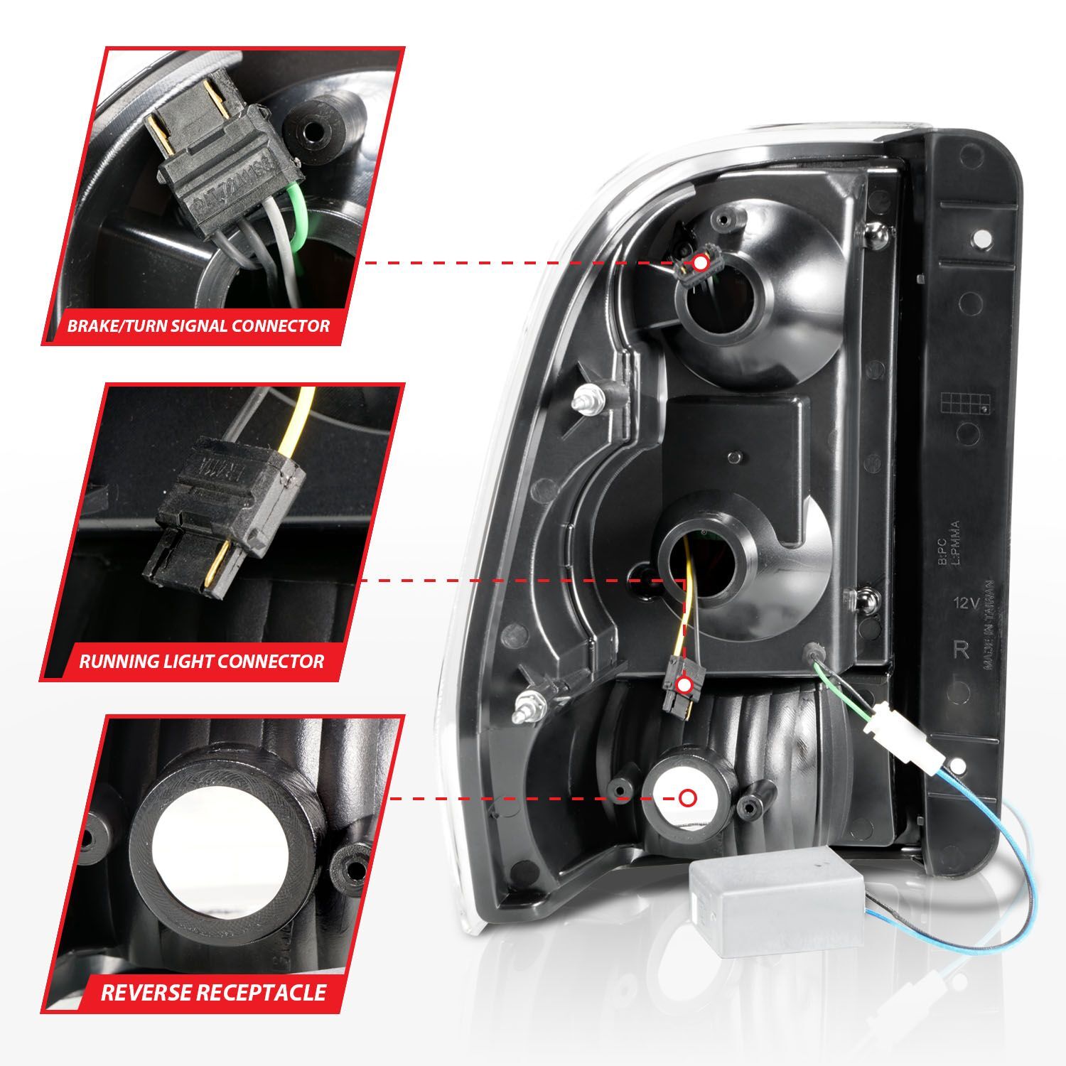 2002-2009 Chevrolet Trailblazer Anzo LED Tail Lights W/ Light Bar Black Housing Clear Lens