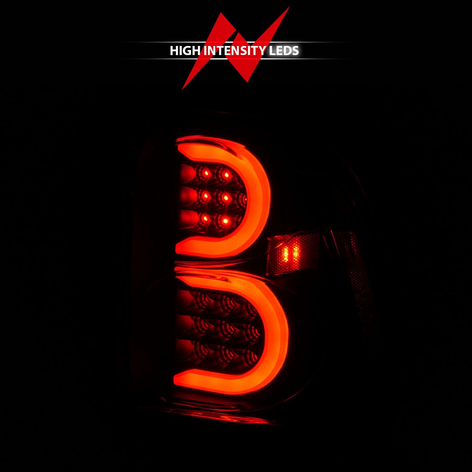 2002-2009 Chevrolet Trailblazer Anzo LED Tail Lights W/ Light Bar Black Housing Clear Lens