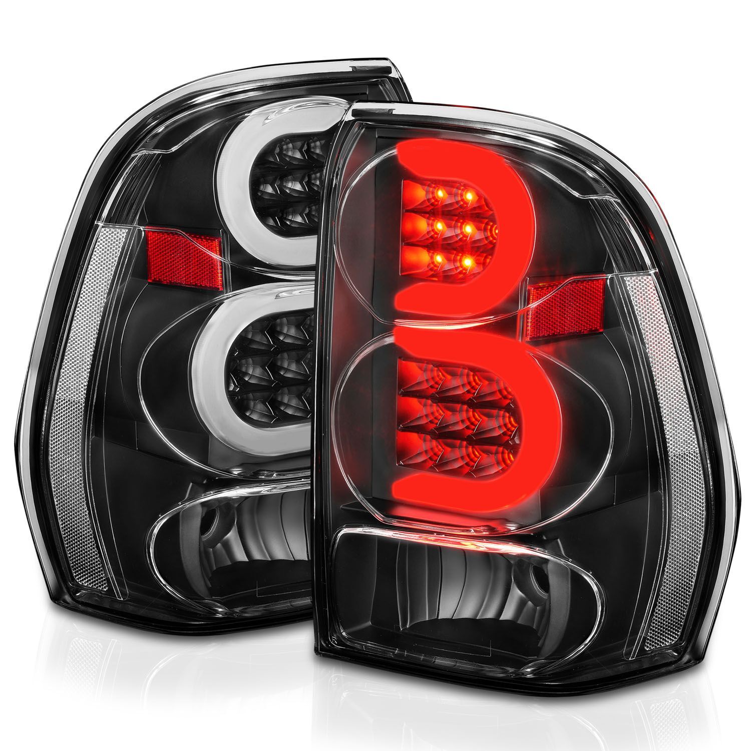 2002-2009 Chevrolet Trailblazer Anzo LED Tail Lights W/ Light Bar Black Housing Clear Lens - 311371