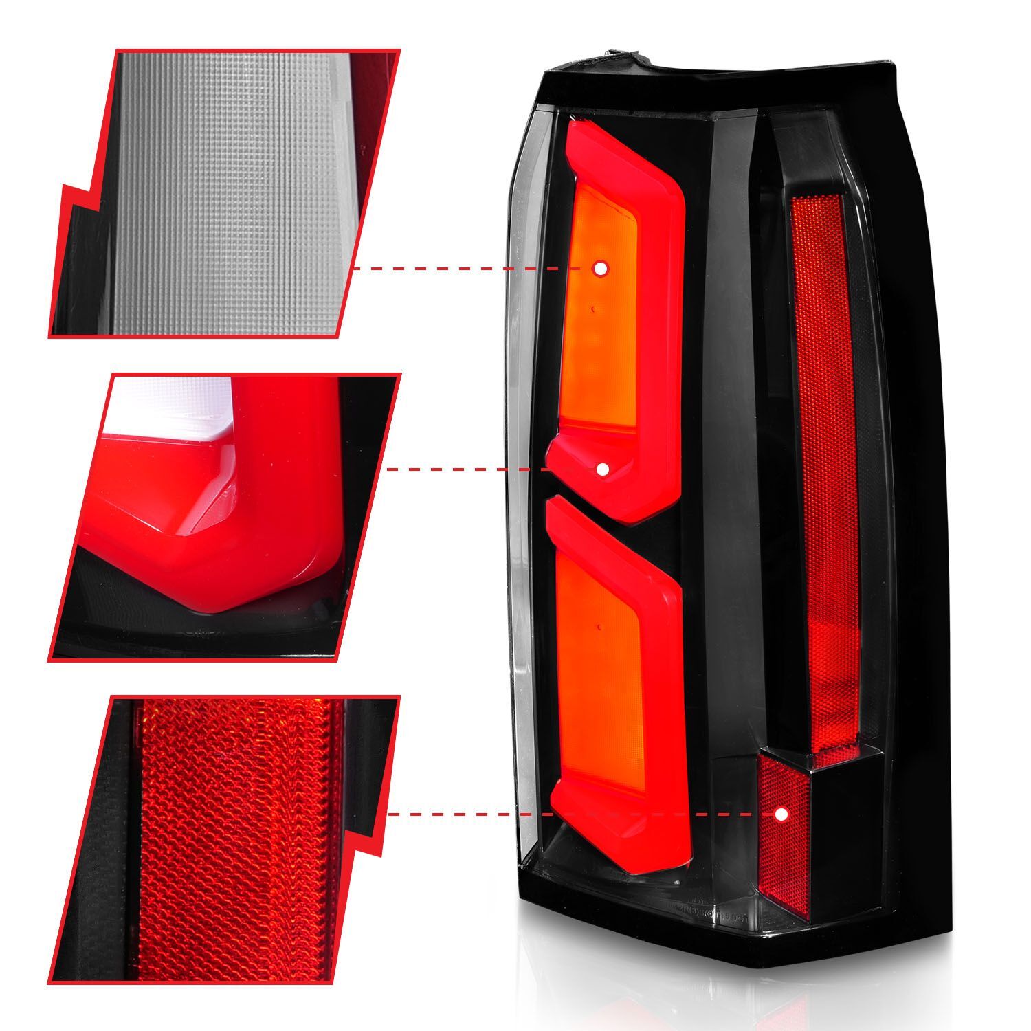 2015-2020 Chevrolet Suburban/Tahoe Anzo LED Tail Lights W/ Light Bar Black Housing Clear Lens