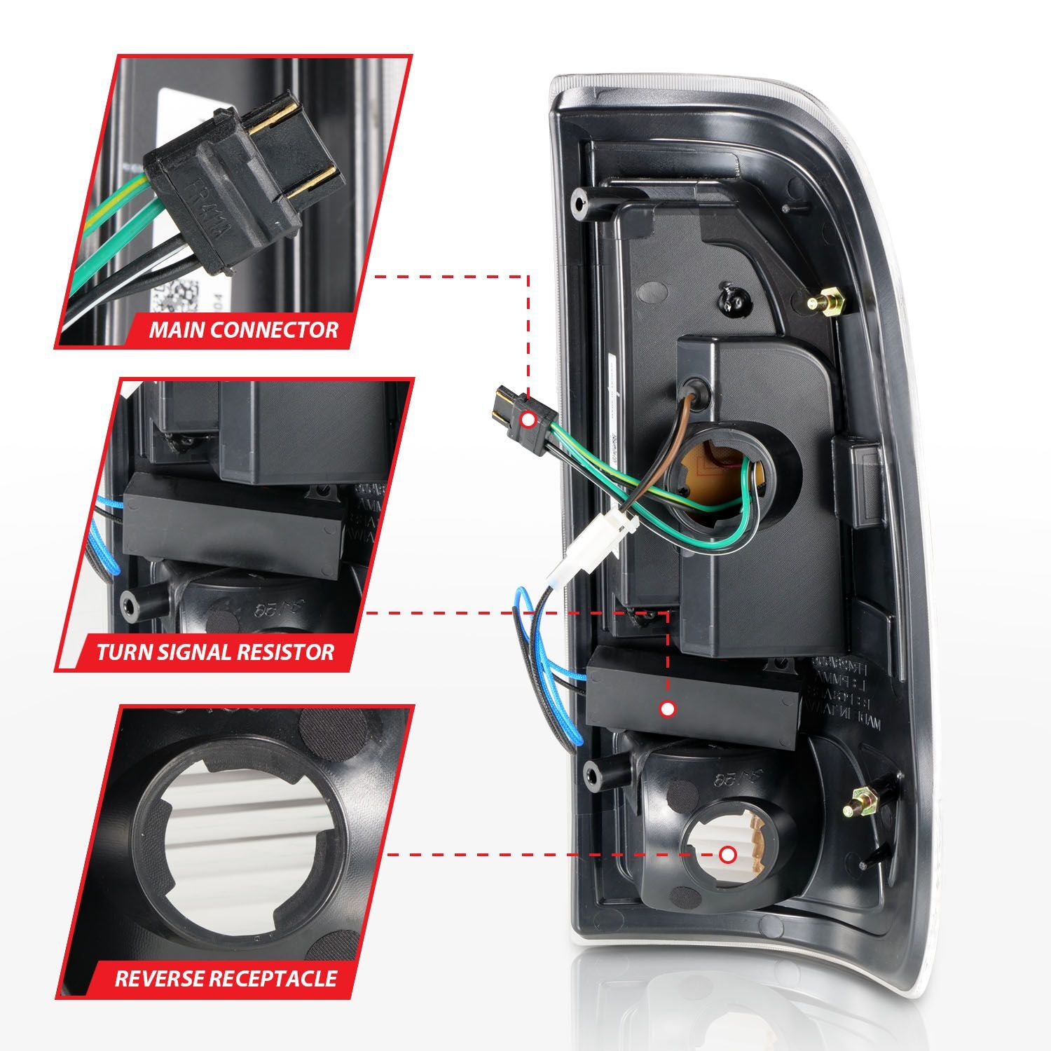 1999-2007 Ford F-150/F-250/F-350/F-450 Super Duty Anzo LED Tail Lights W/ Light Bar Black Housing Clear Lens