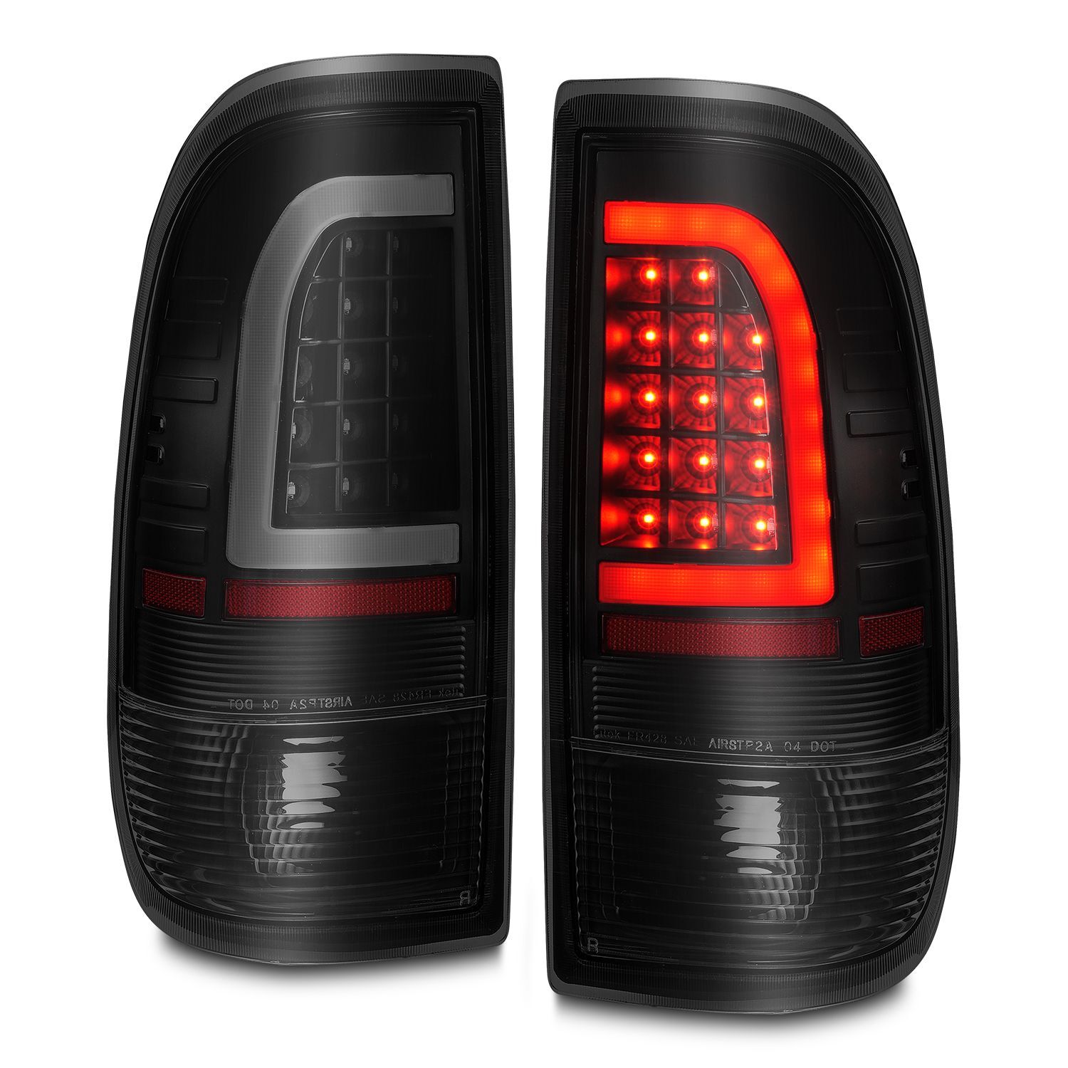 1999-2007 Ford F-150/F-250/F-350/F-450 Super Duty Anzo LED Tail Lights W/ Light Bar Black Housing Smoke Lens - 311378