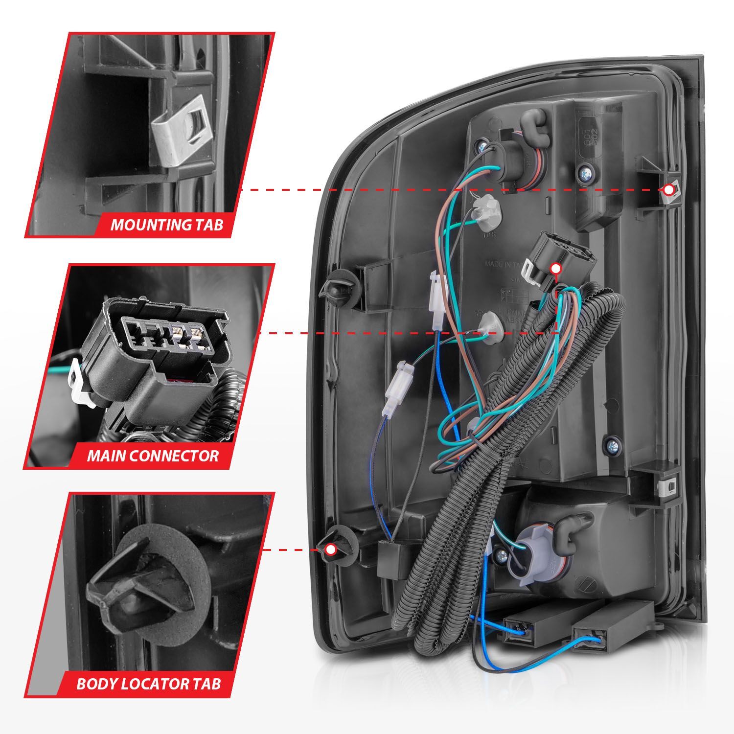 2007-2013 Chevrolet Silverado 1500/2500 HD/3500 HD Anzo LED Tail Lights W/ Light Bar Black Housing Smoke Lens