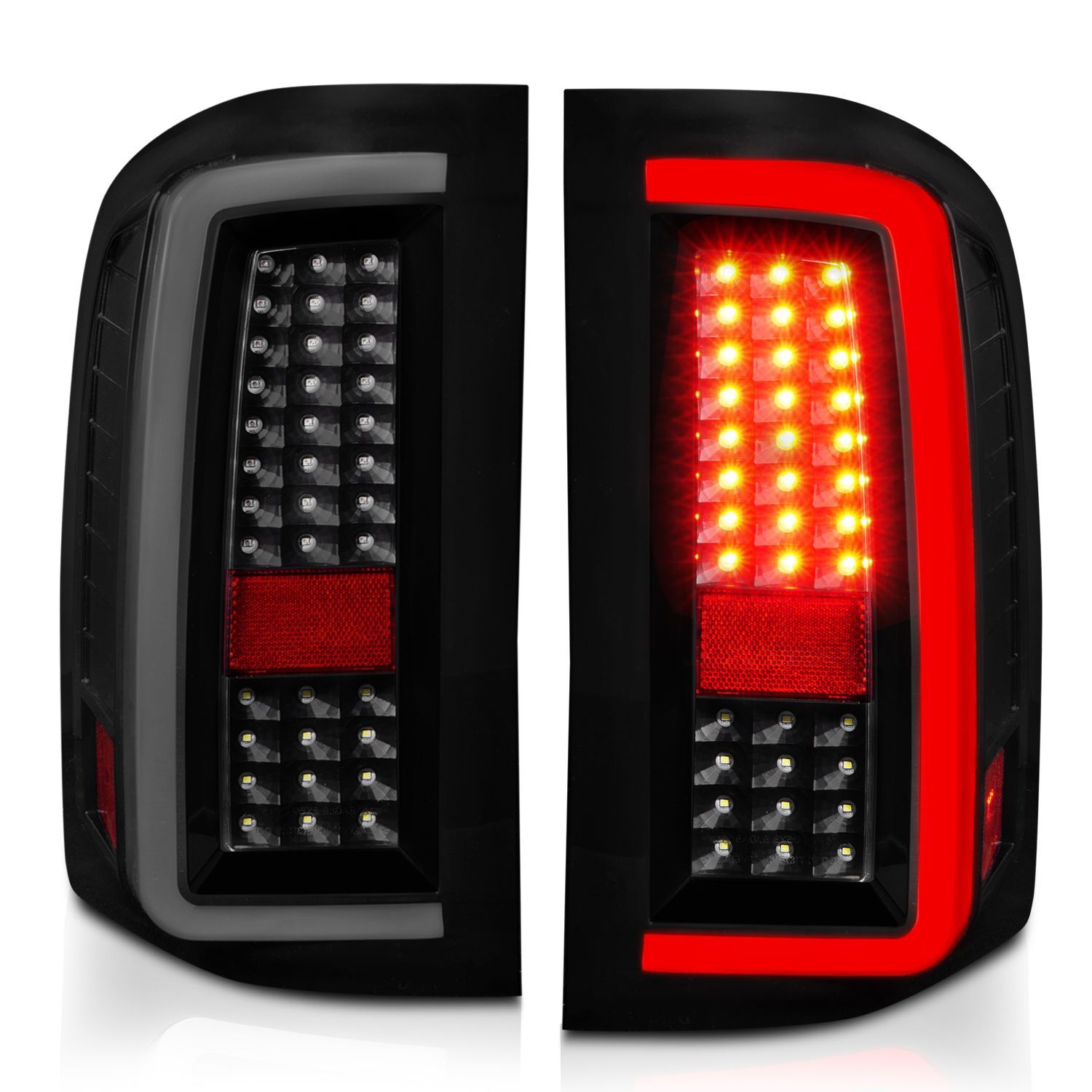 2007-2013 Chevrolet Silverado 1500/2500 HD/3500 HD Anzo LED Tail Lights W/ Light Bar Black Housing Smoke Lens - 311381