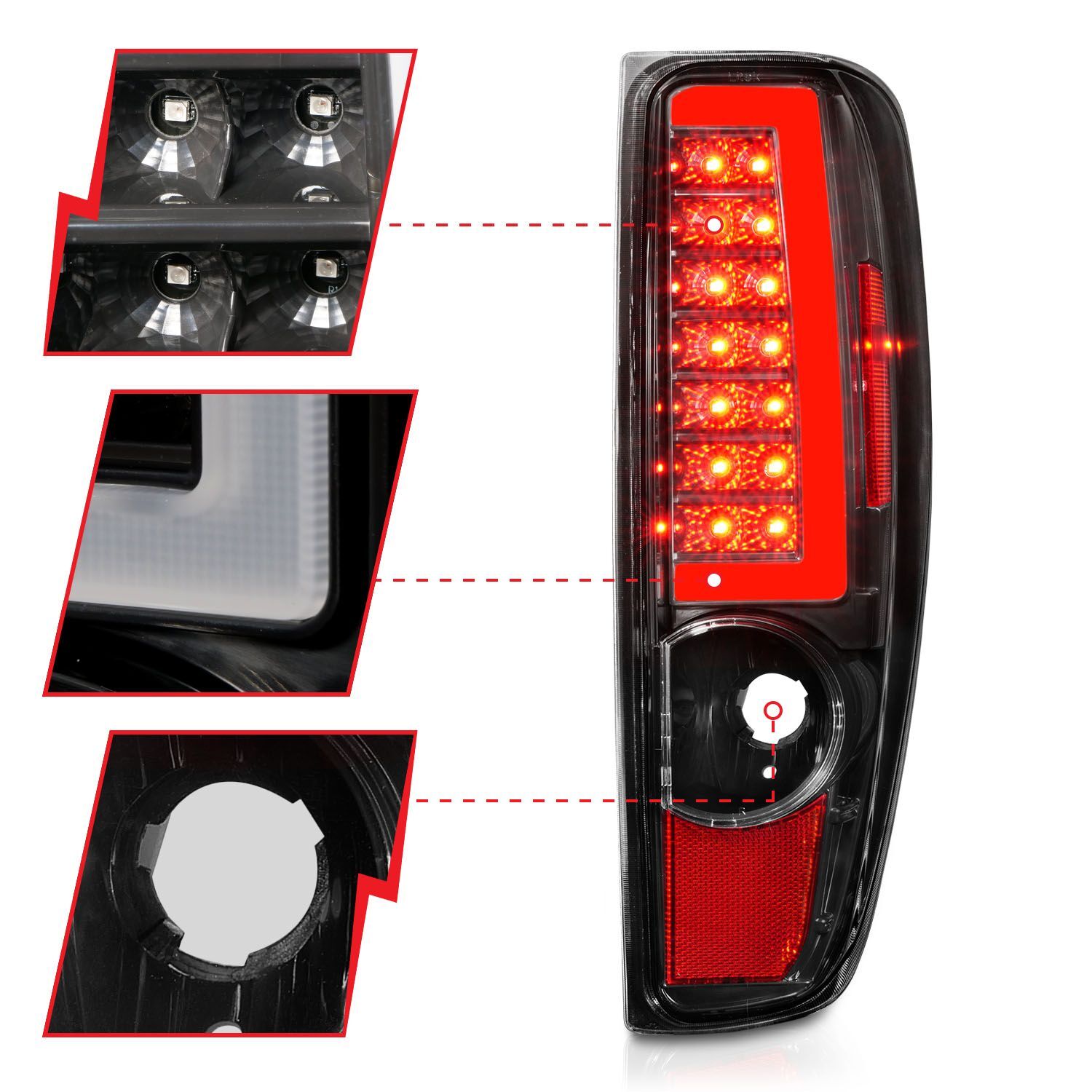 2004-2012 GMC Colorado Anzo LED Tail Lights W/ Light Bar Black Housing