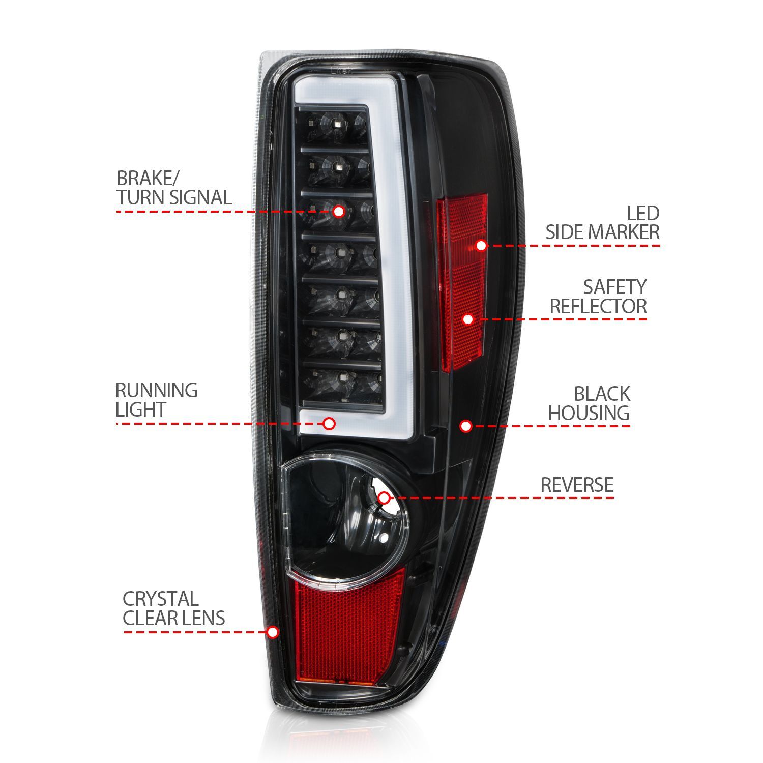 2004-2012 GMC Colorado Anzo LED Tail Lights W/ Light Bar Black Housing