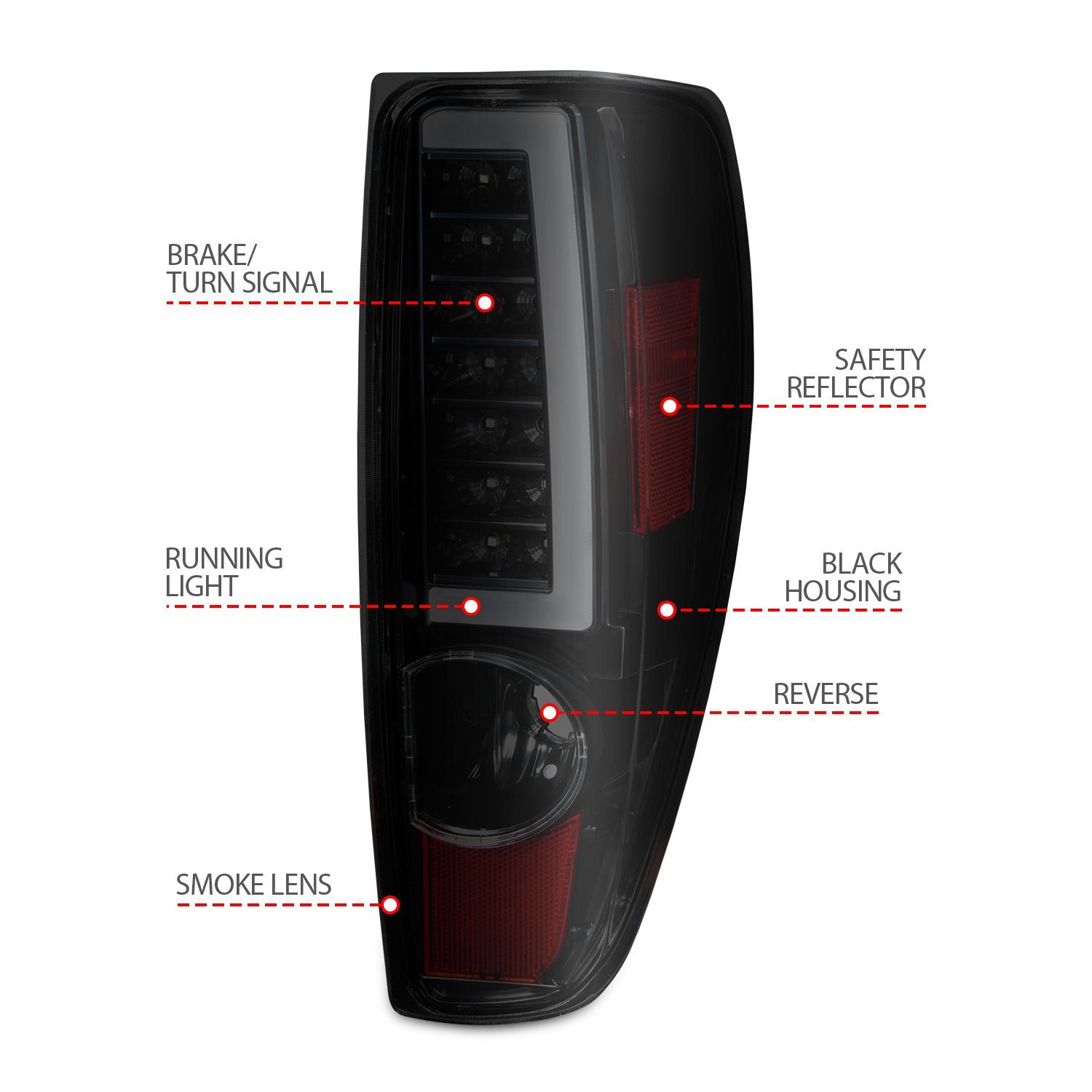 2004-2012 GMC Colorado Anzo LED Tail Lights W/ Light Bar Black Housing Somke Lens