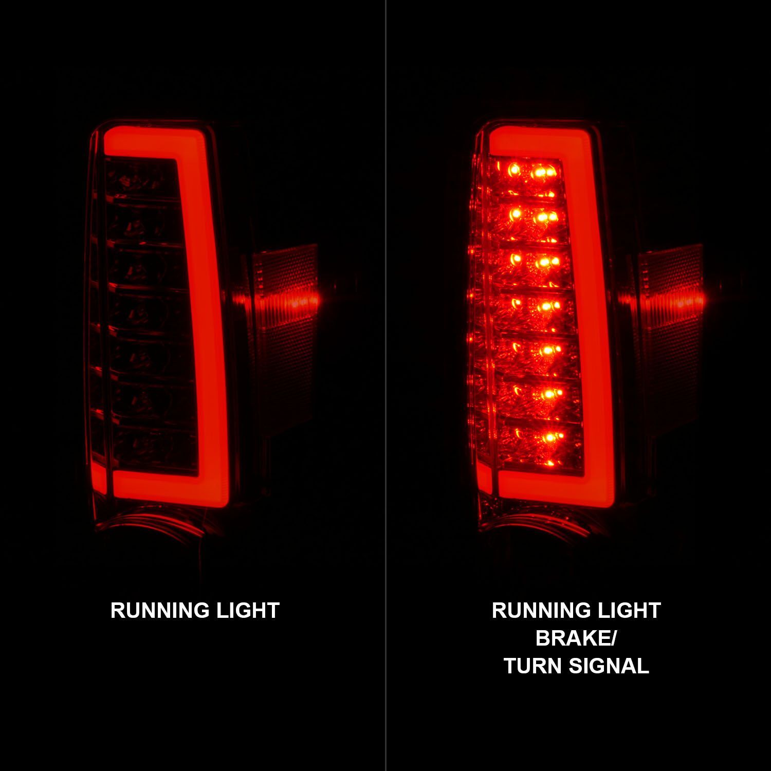 2004-2012 GMC Colorado Anzo LED Tail Lights W/ Light Bar Chrome Housing Red/Clear Lens