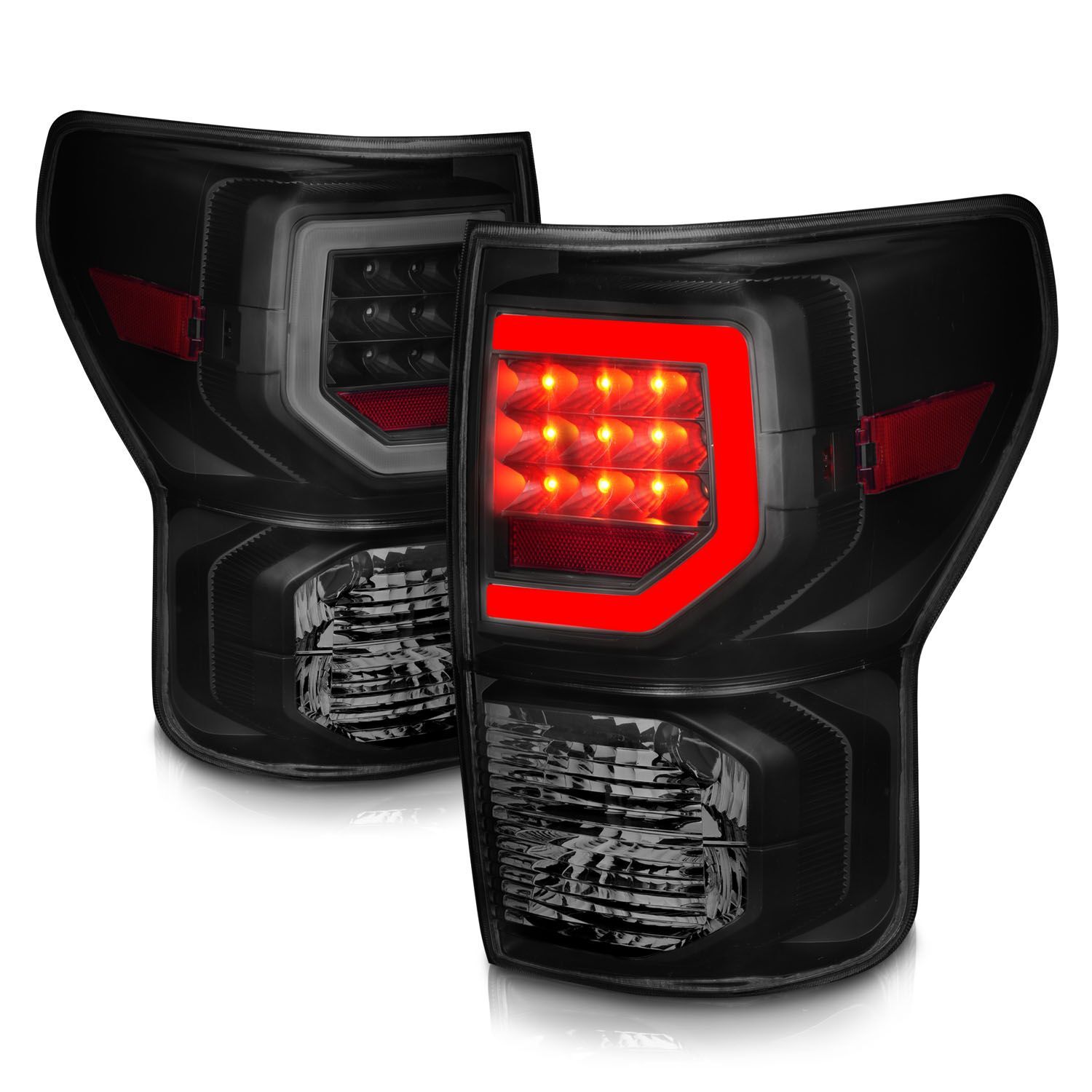 2007-2013 Toyota Tundra Anzo Full LED Tail Lights W/ Light Bars Black Housing Smoke Lens