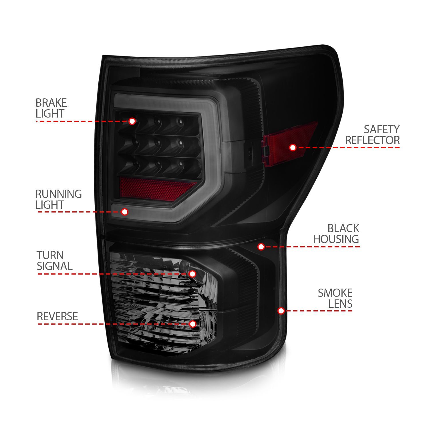 2007-2013 Toyota Tundra Anzo Full LED Tail Lights W/ Light Bars Black Housing Smoke Lens