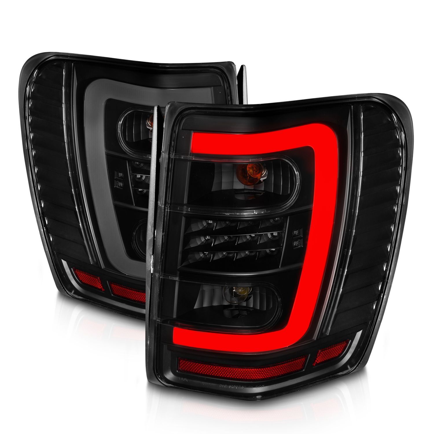 1999-2004 Jeep Grand Cherokee Anzo LED Tail Lights W/ Light Bar Black Housing Smoke Lens - 311395