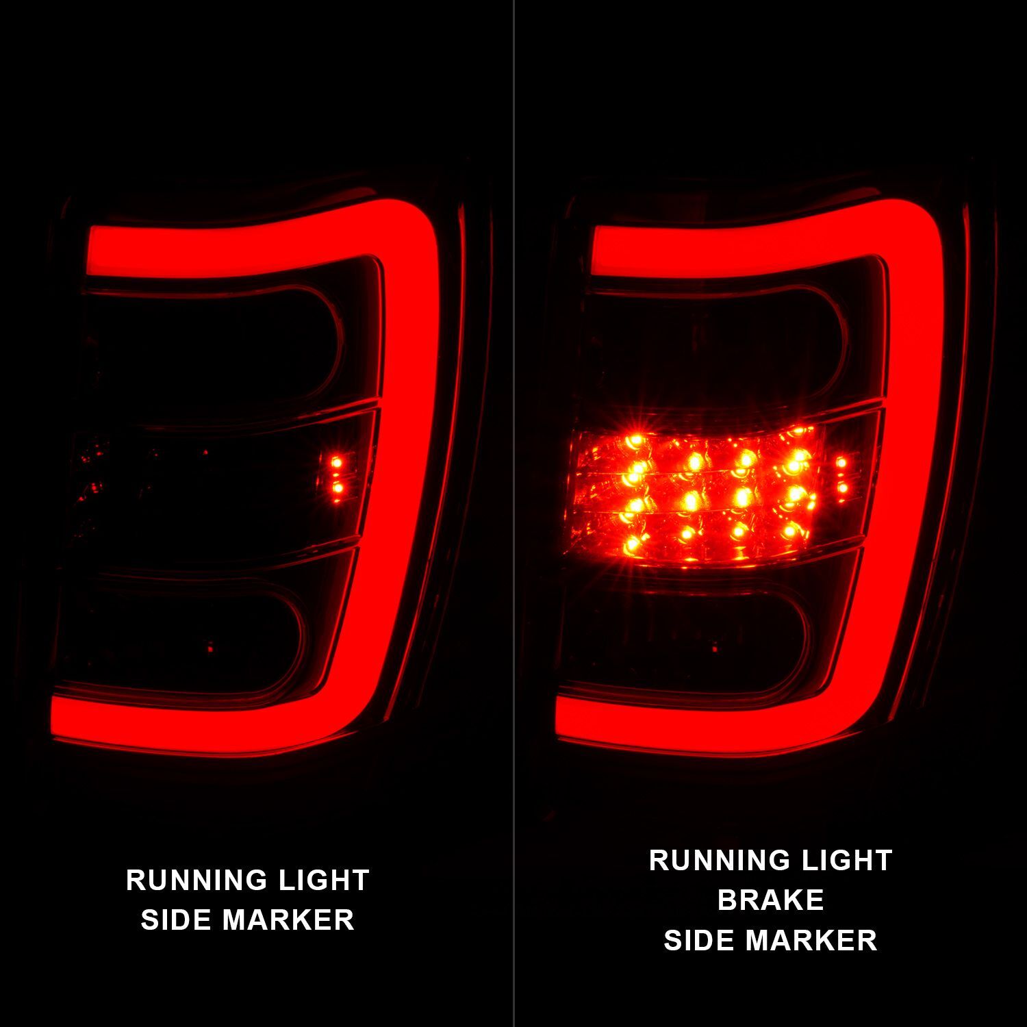1999-2004 Jeep Grand Cherokee Anzo LED Tail Lights W/ Light Bar Chrome Housing Red/Clear Lens