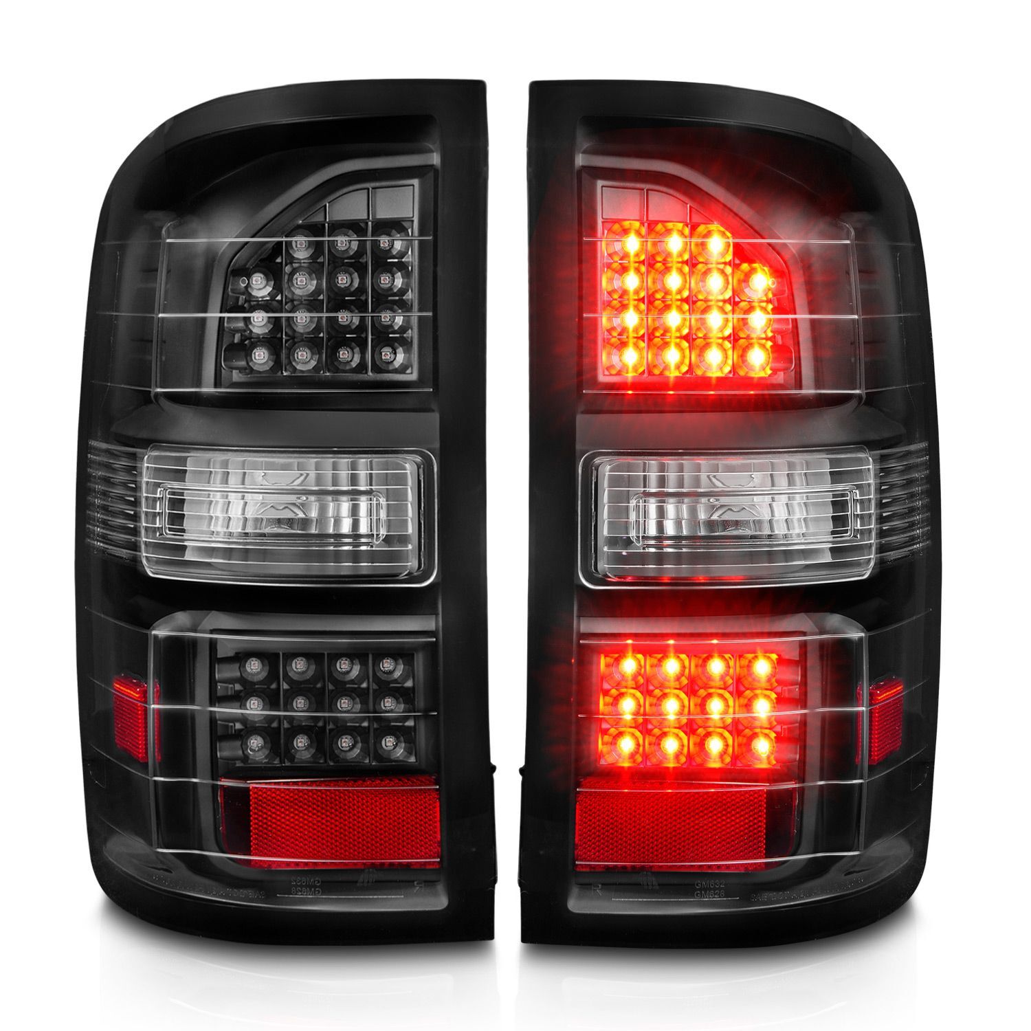 2014-2018 GMC Sierra Anzo LED Tail Lights Black Housing Clear Lens - 311397