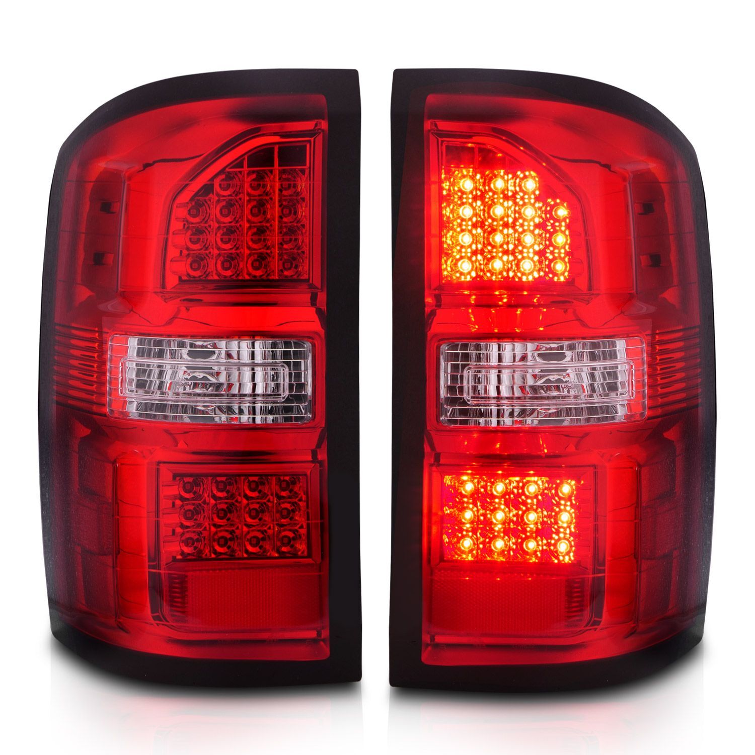 2014-2018 GMC Sierra Anzo LED Tail Lights Black Housing Red/Clear Lens - 311399
