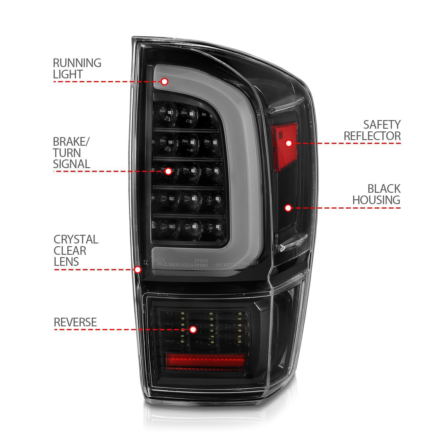 2016-2023 Toyota Tacoma Anzo LED Tail Lights W/ Light Bar Sequential Black Housing Clear Lens