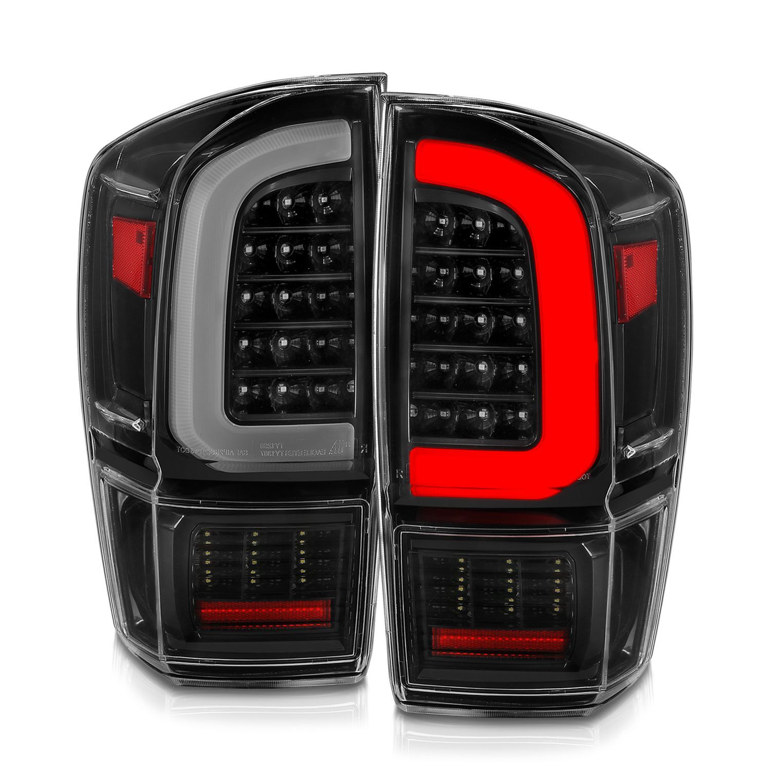 2016-2023 Toyota Tacoma Anzo LED Tail Lights W/ Light Bar Sequential Black Housing Clear Lens - 311400