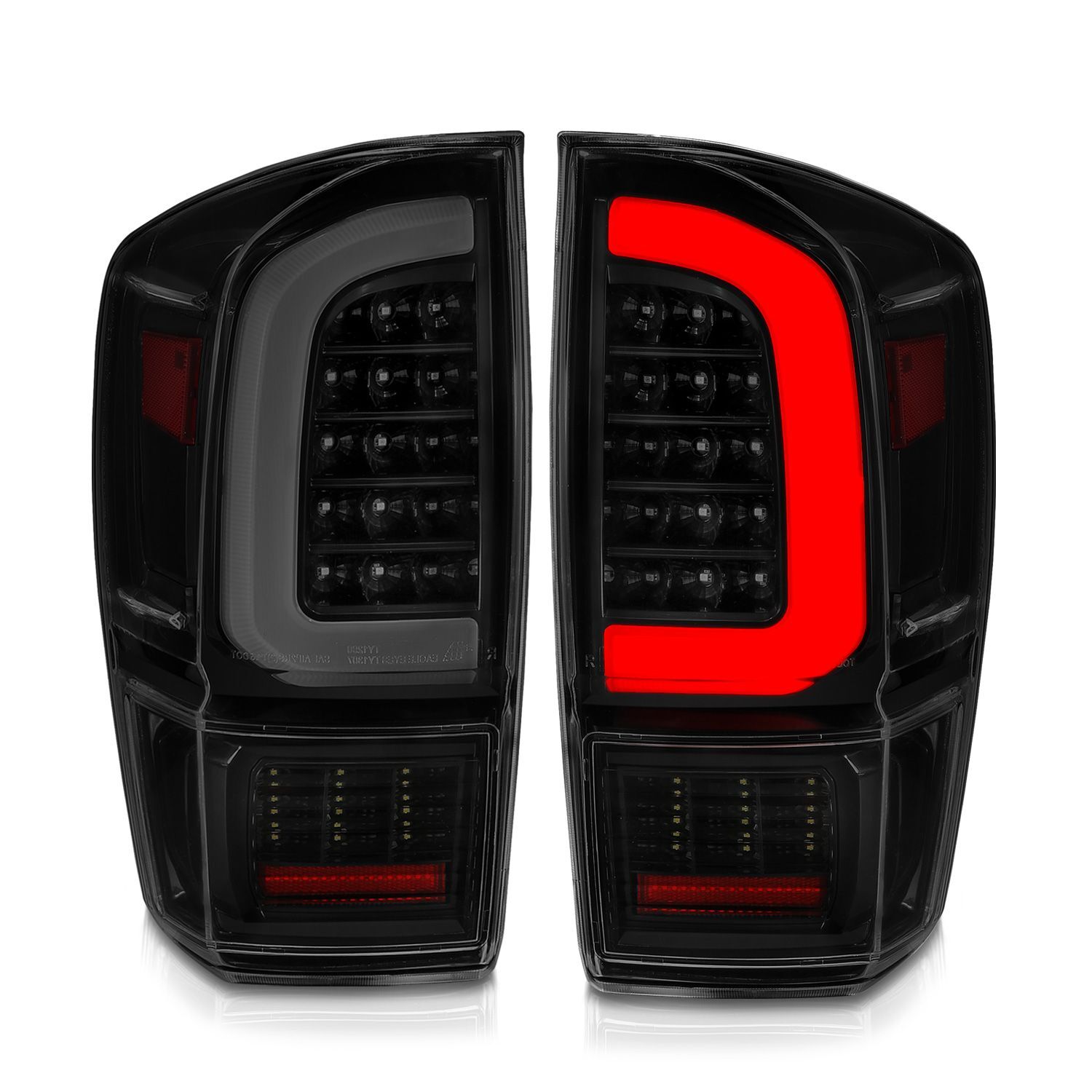 2016-2023 Toyota Tacoma Anzo LED Tail Lights W/ Light Bar Sequential Black Housing Smoke Lens - 311401