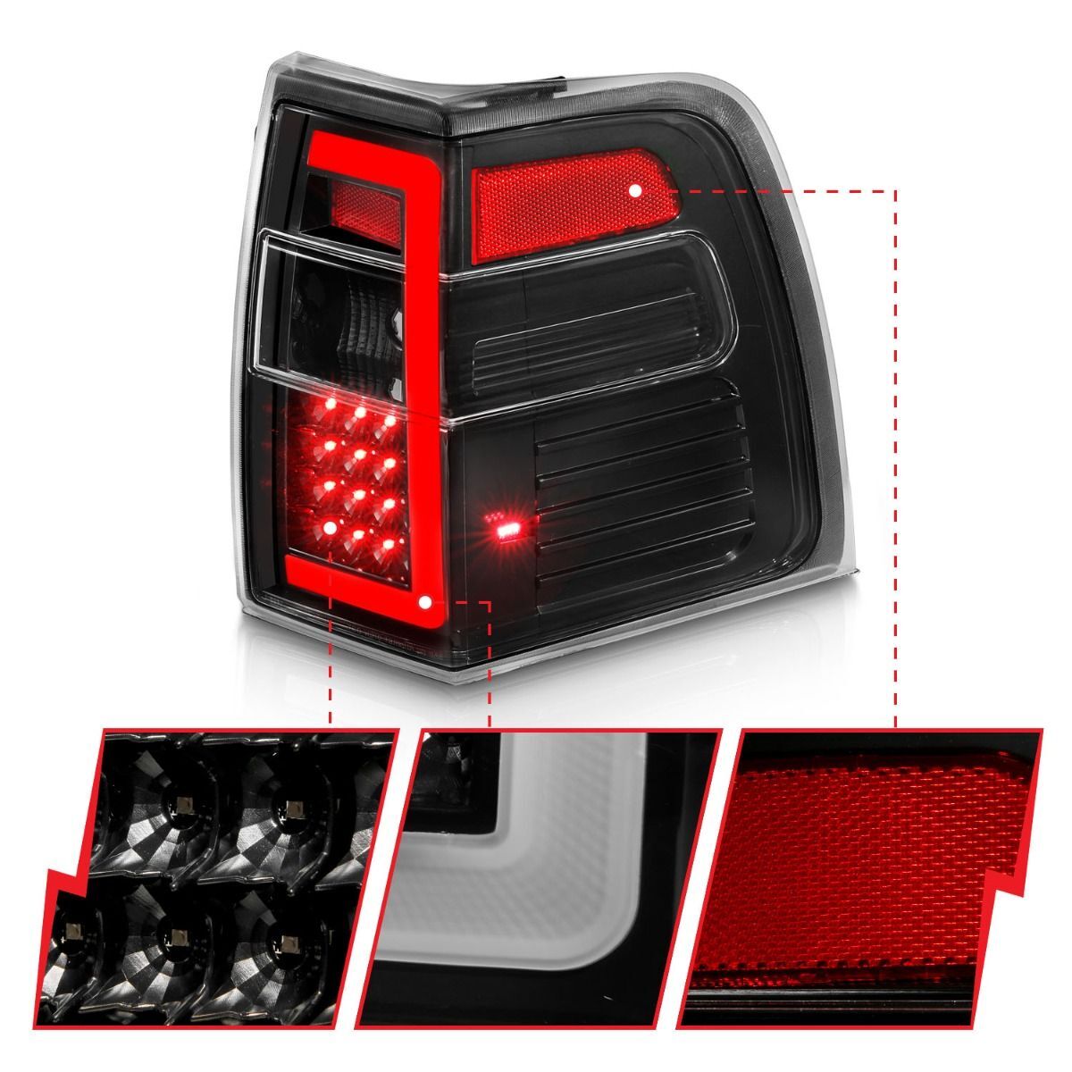 2007-2017 Ford Expedition Anzo LED Tail Lights W/ Light Bar Sequential Black Housing Clear Lens