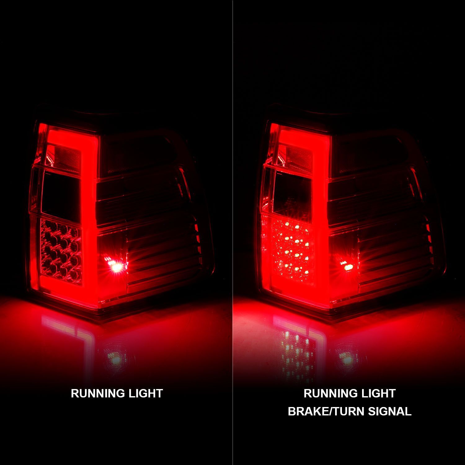 2007-2017 Ford Expedition Anzo LED Tail Lights W/ Light Bar Sequential Chrome Housing Red/Clear Lens