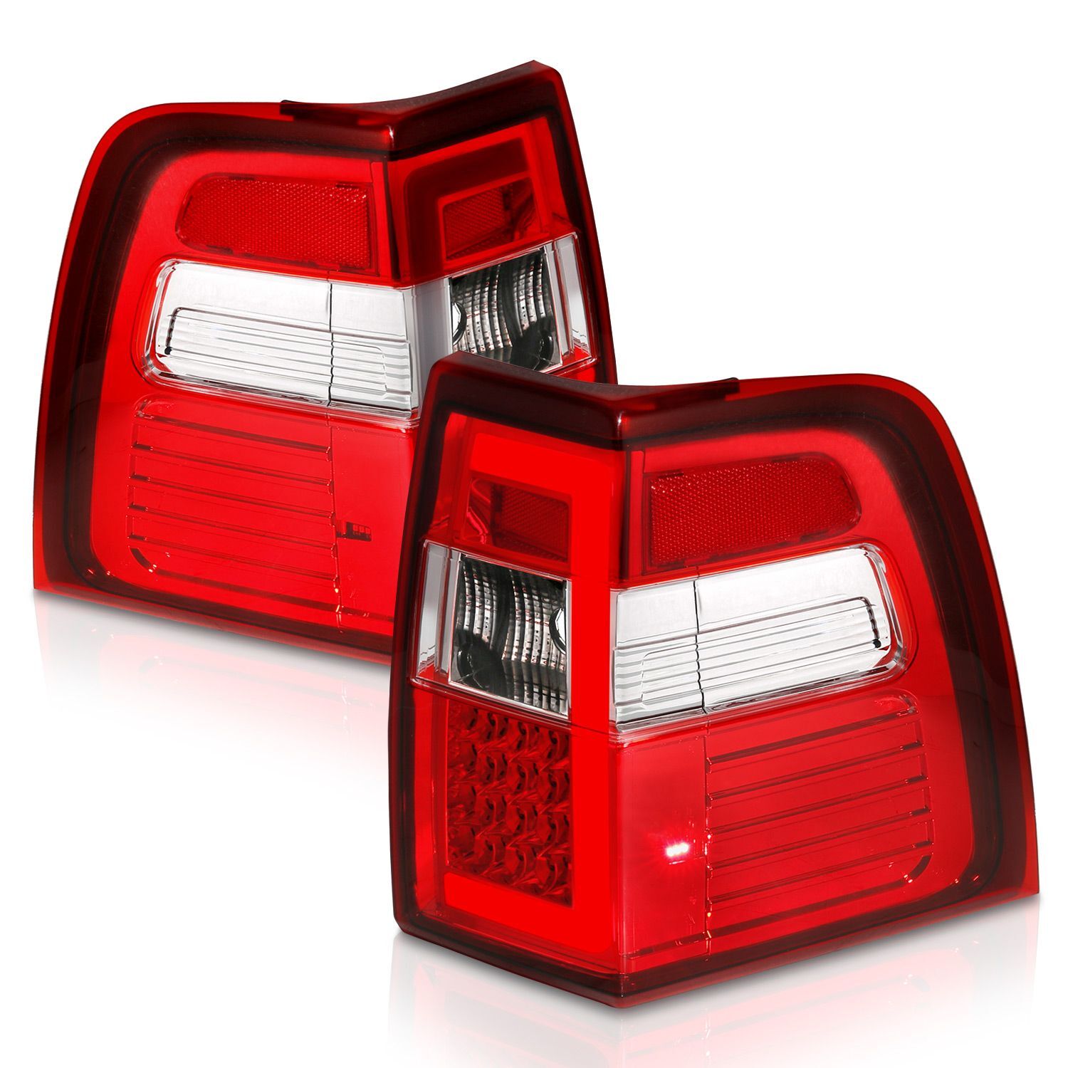 2007-2017 Ford Expedition Anzo LED Tail Lights W/ Light Bar Sequential Chrome Housing Red/Clear Lens - 311410
