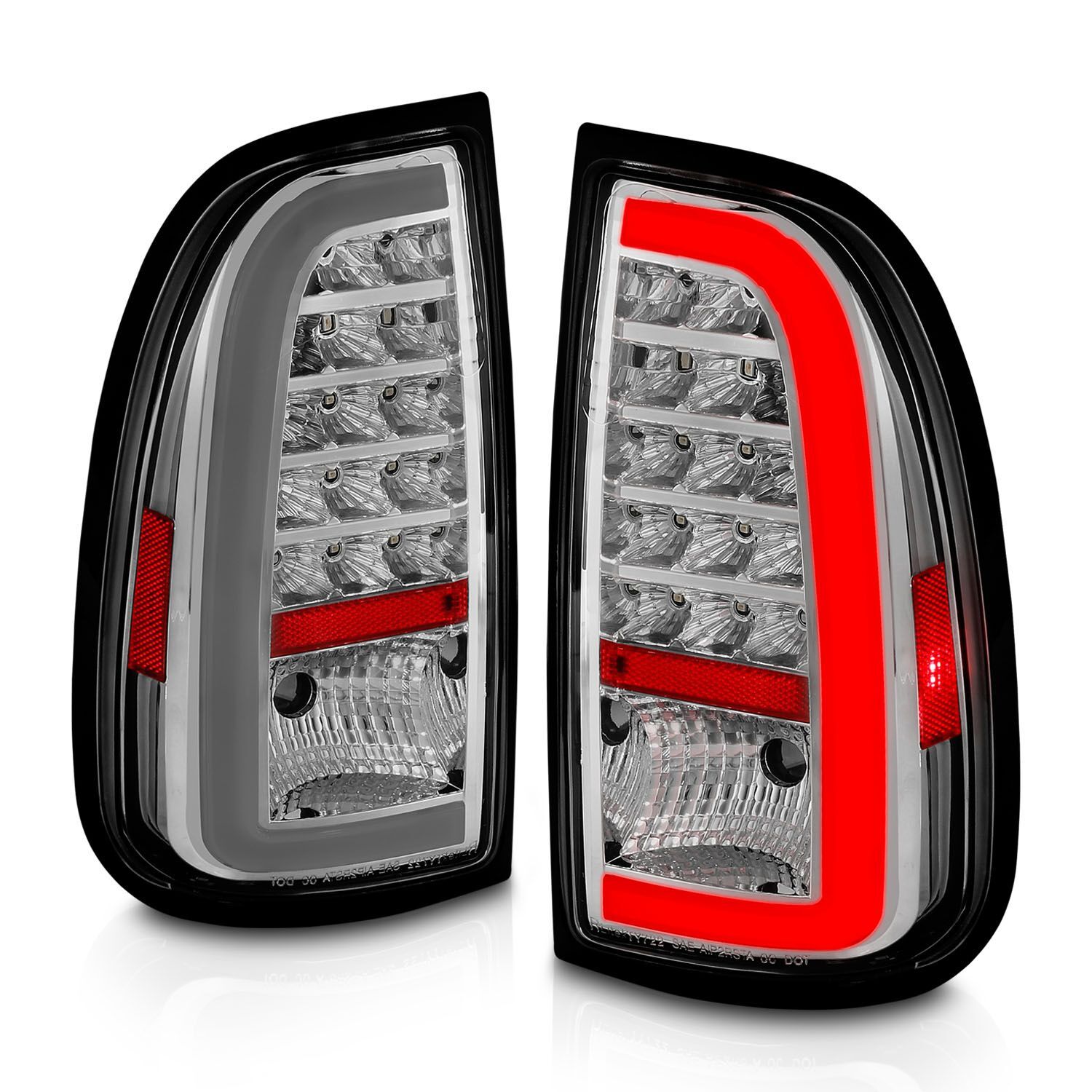 2000-2006 Toyota Tundra Regular Cab/Access Cab Standard Anzo LED Tail Lights W/ Light Bar Chrome Housing Clear Lens - 311413
