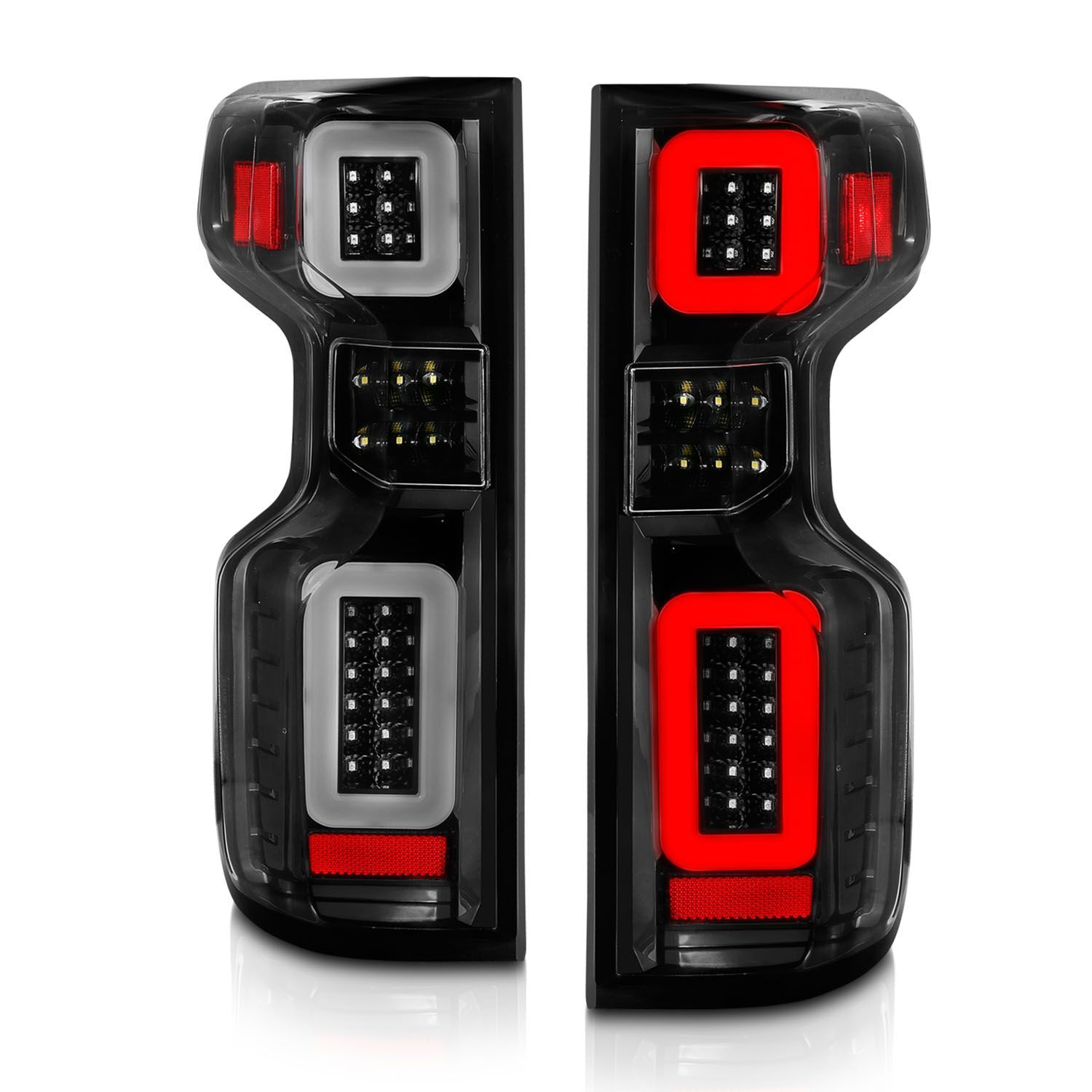 2019-2023 Chevrolet Silverado 1500 Anzo Full LED Tail Lights W/ Light Bar Sequential Black Housing Clear Lens - 311414