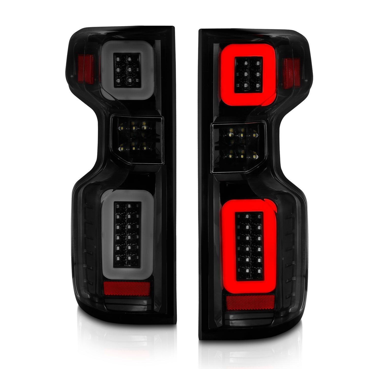 2019-2023 Chevrolet Silverado 1500 Anzo Full LED Tail Lights W/ Light Bar Sequential Black Housing Smoke Lens - 311415