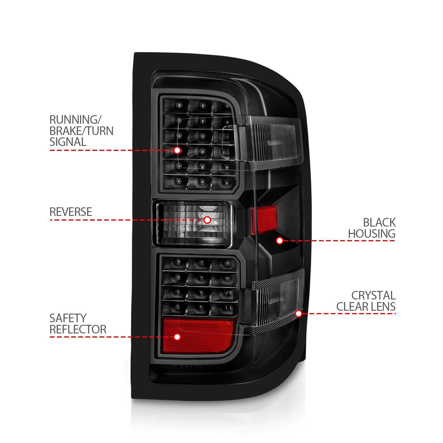 2015-2019 GMC Silverado 1500/2500 HD/3500 HD Dually Anzo LED Tail Lights Black Housing Clear Lens